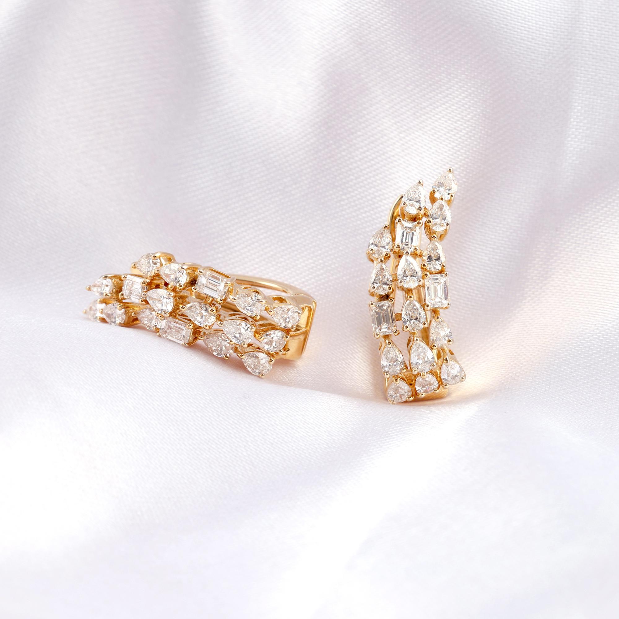 De las mujeres Pendientes de aro de diamantes mixtos de 1,92 quilates, claridad SI y color HI, oro amarillo de 14 quilates en venta