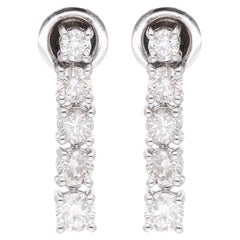 1.92 Carat SI Clarity HI Color Round Diamond Drop Earrings 18 Karat White Gold
