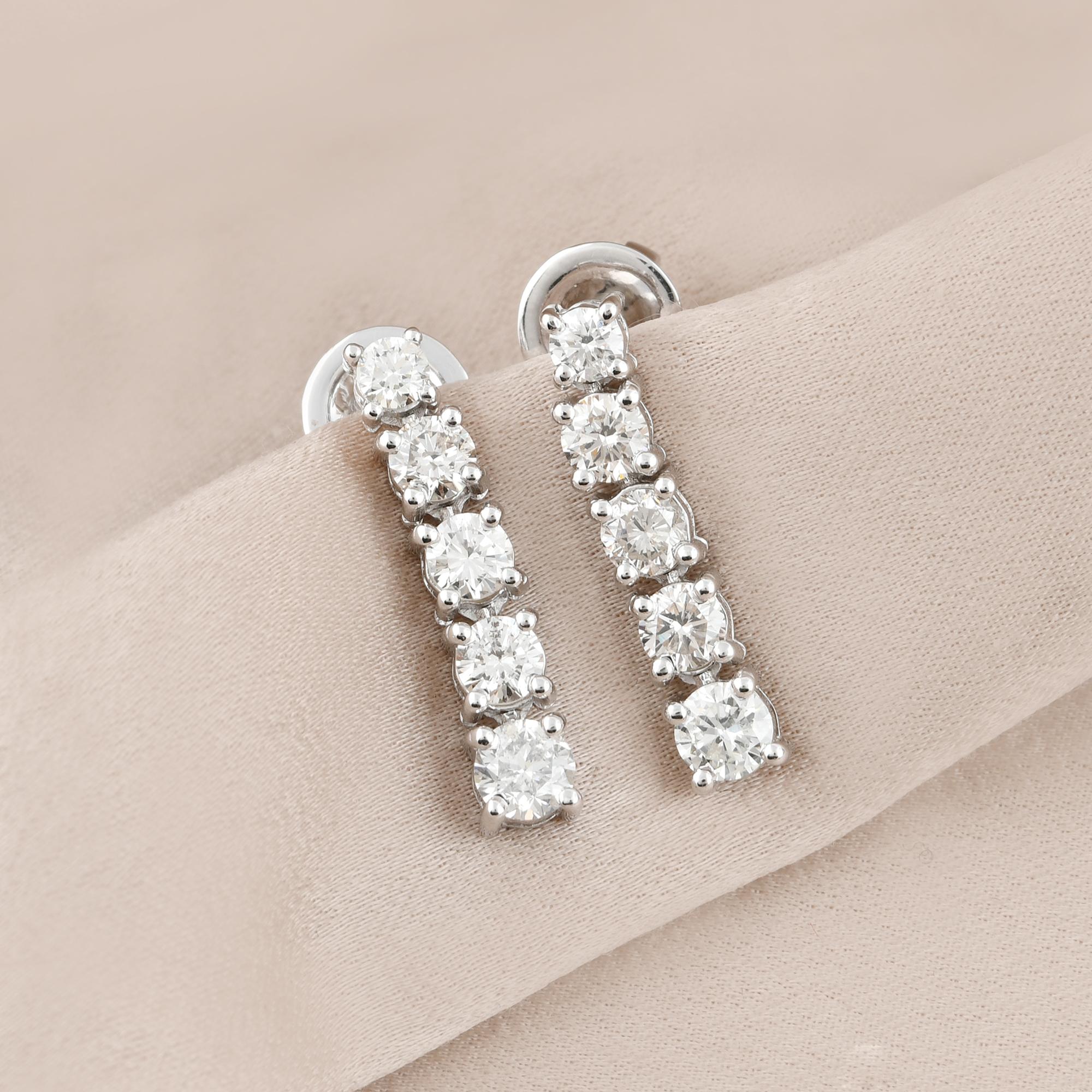 Modern 1.92 Carat SI Clarity HI Color Round Diamond Stud Earrings 14 Karat White Gold For Sale
