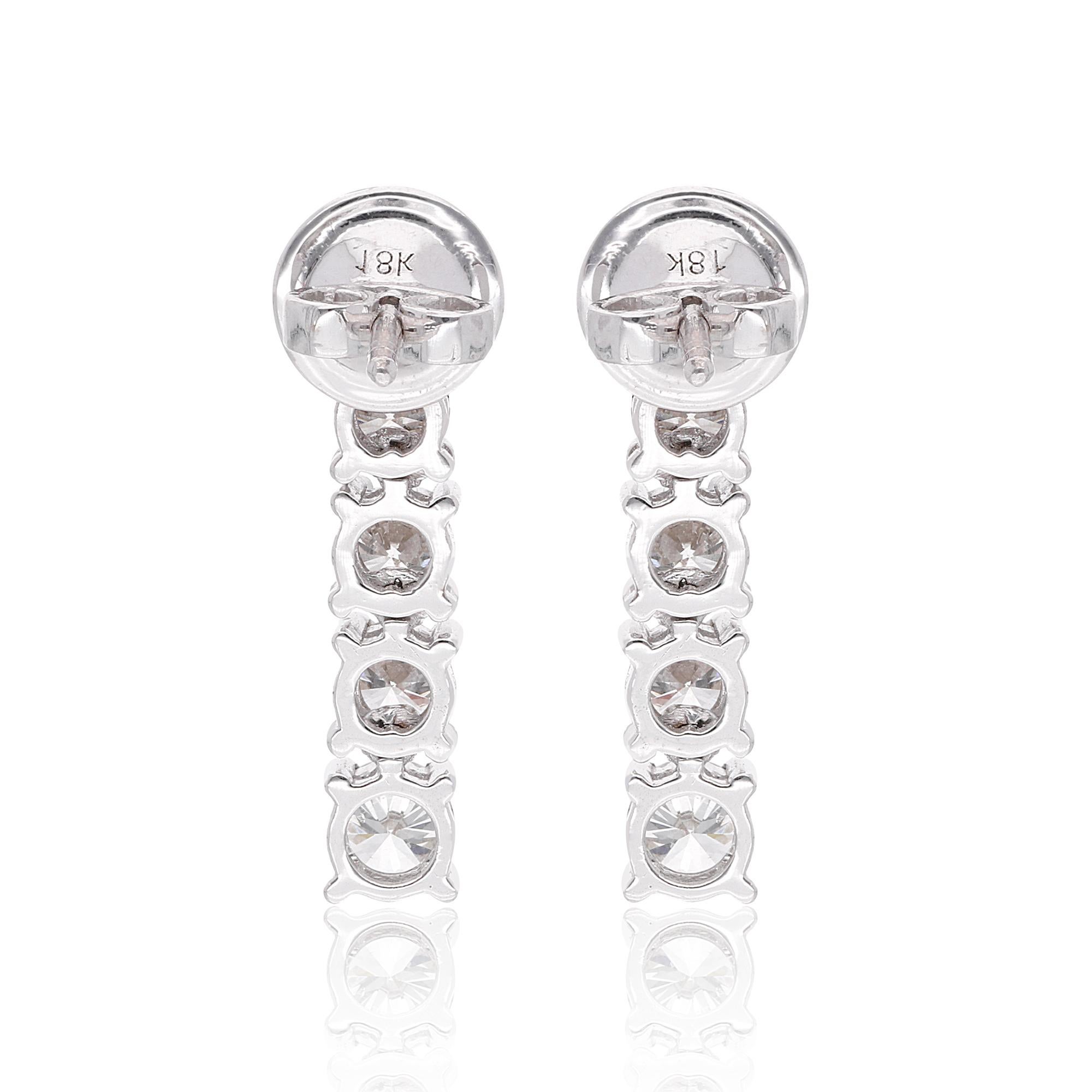 Women's 1.92 Carat SI Clarity HI Color Round Diamond Stud Earrings 18 Karat White Gold For Sale