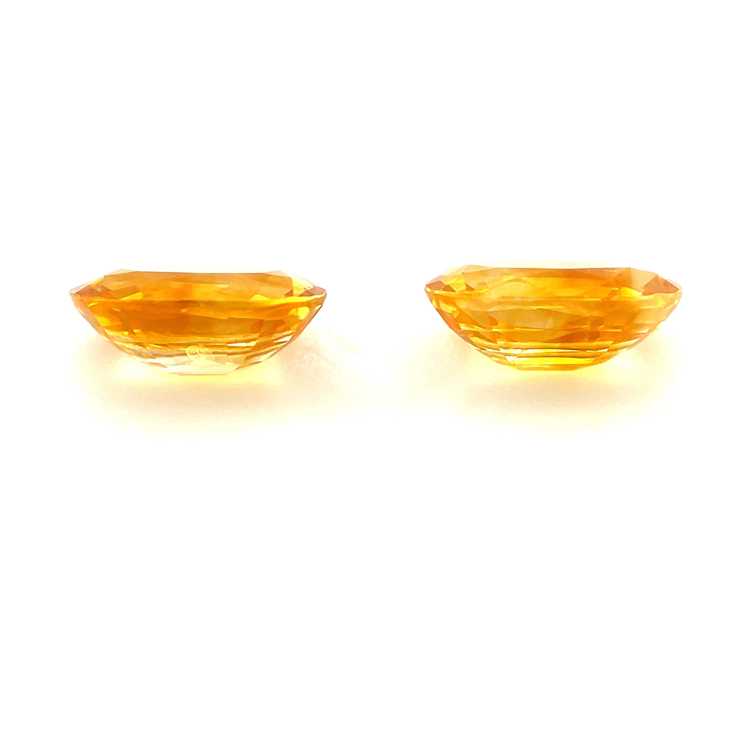 Oval Cut 1.92 Carat Total Oval Yellow Sapphire Pair for Earrings, Loose Gemstones For Sale
