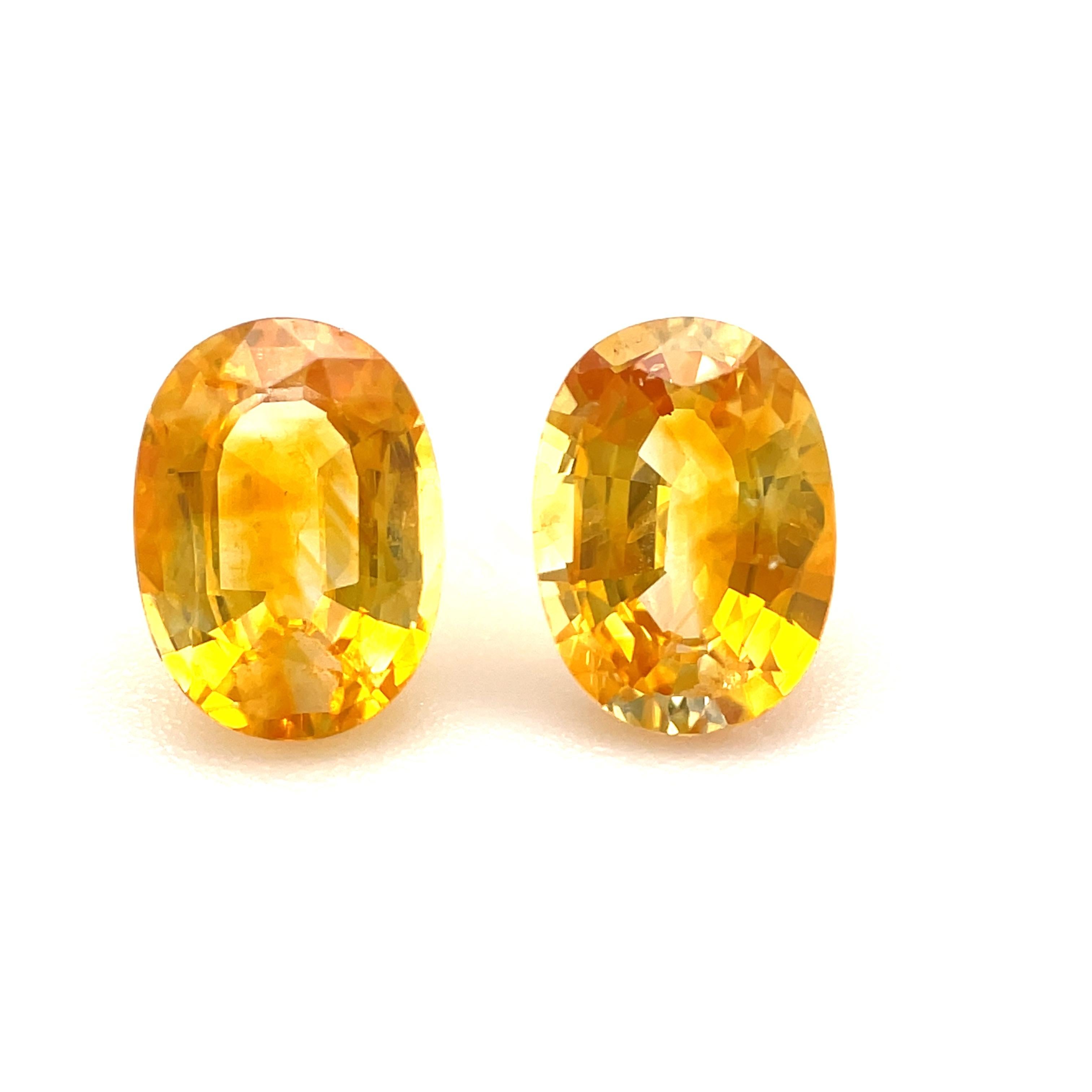 1.92 Carat Total Oval Yellow Sapphire Pair for Earrings, Loose Gemstones In New Condition For Sale In Los Angeles, CA