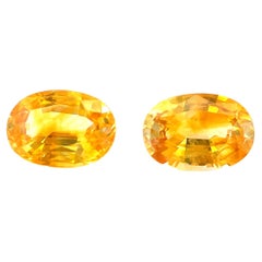 1.92 Carat Total Oval Yellow Sapphire Pair for Earrings, Loose Gemstones