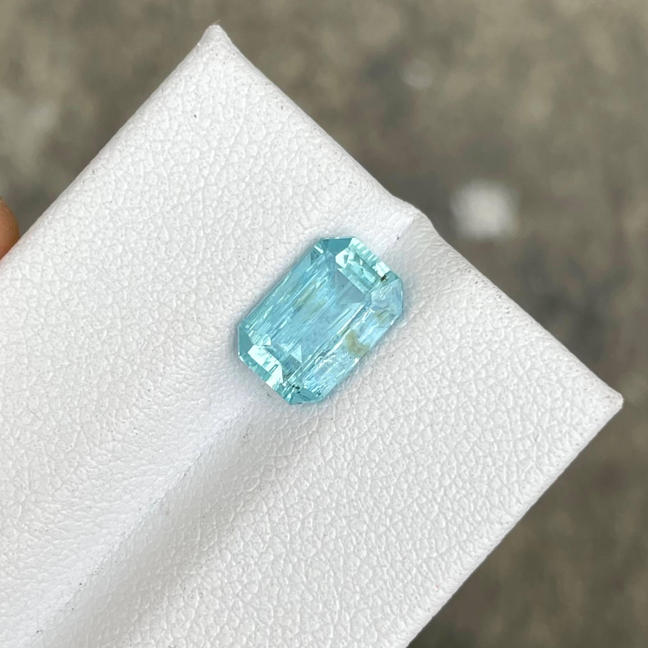 1,92 Karat Blauer Aquamarin Stein Smaragdschliff Natürlicher Nigerianischer Edelstein 3