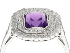 1.92 Carat Amethyst and 1.20 Carat Diamond, Platinum Dress Ring, circa 1920