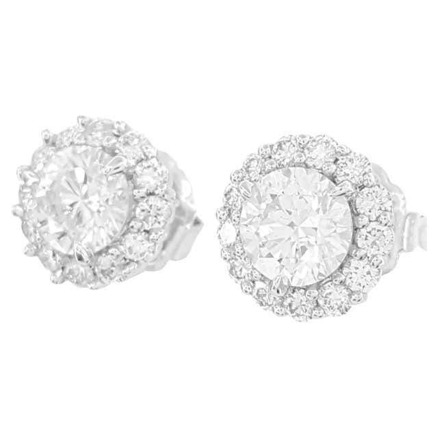 1.50ct Round Moissanite Stud Earrings In 14k White Gold - Charles & Colvard, Screw Back