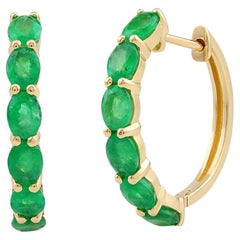 Gemistry 1.92 Ct. T.W. Emerald Hoop Earrings in 14K Yellow Gold