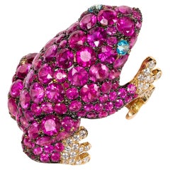Rosior one-off Ruby and Diamond Cocktail Ring set in Yellow Gold 