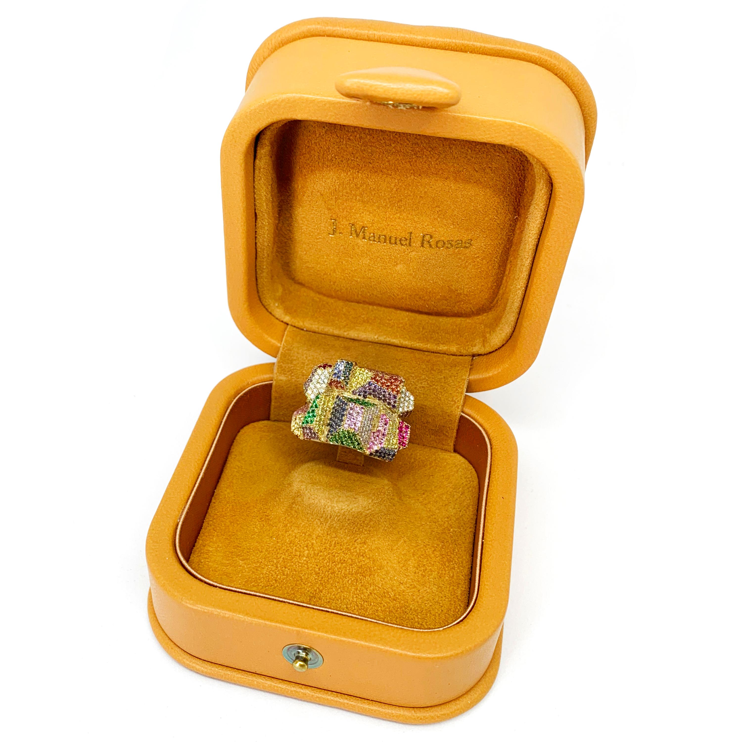 Rosior one-off Multicolor Gemstone Cocktail Ring set in Yellow Gold In New Condition In Porto, PT