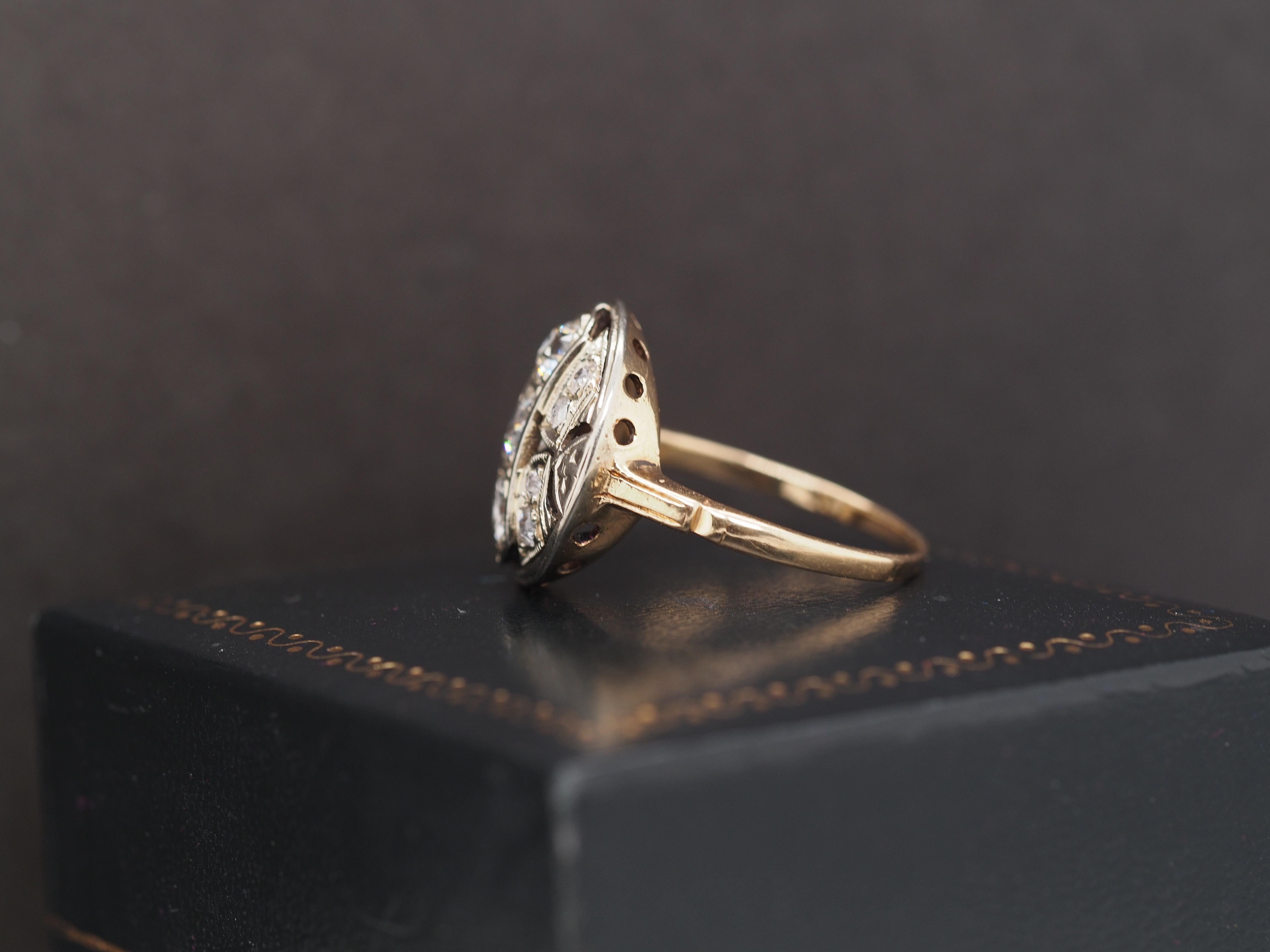 1920 14K Yellow Gold 1.25cttw Diamond Engagement Ring In Good Condition For Sale In Atlanta, GA