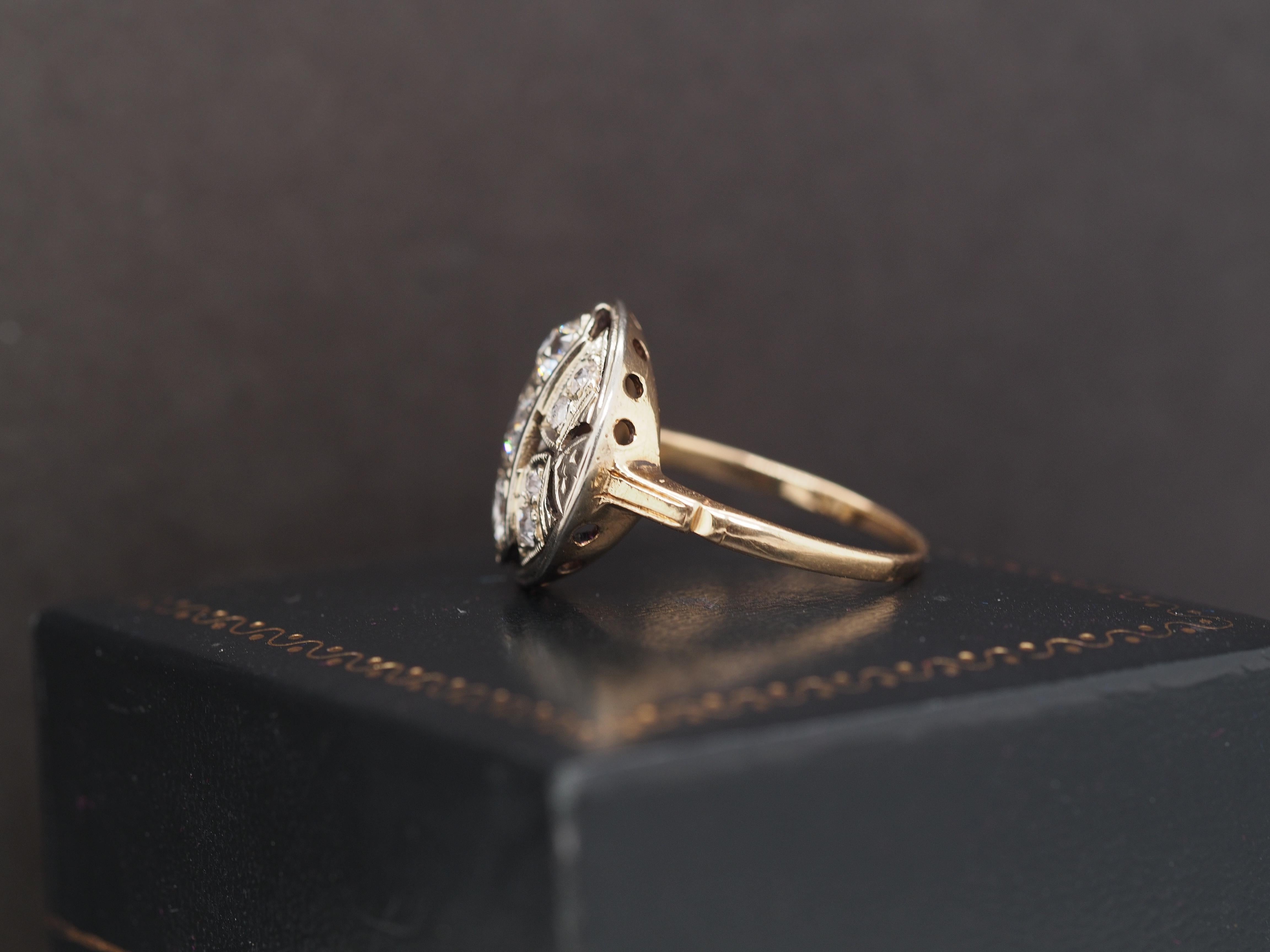1920 Bague de fiançailles en or jaune 14K avec 1,25cttw de diamant Bon état - En vente à Hicksville, NY