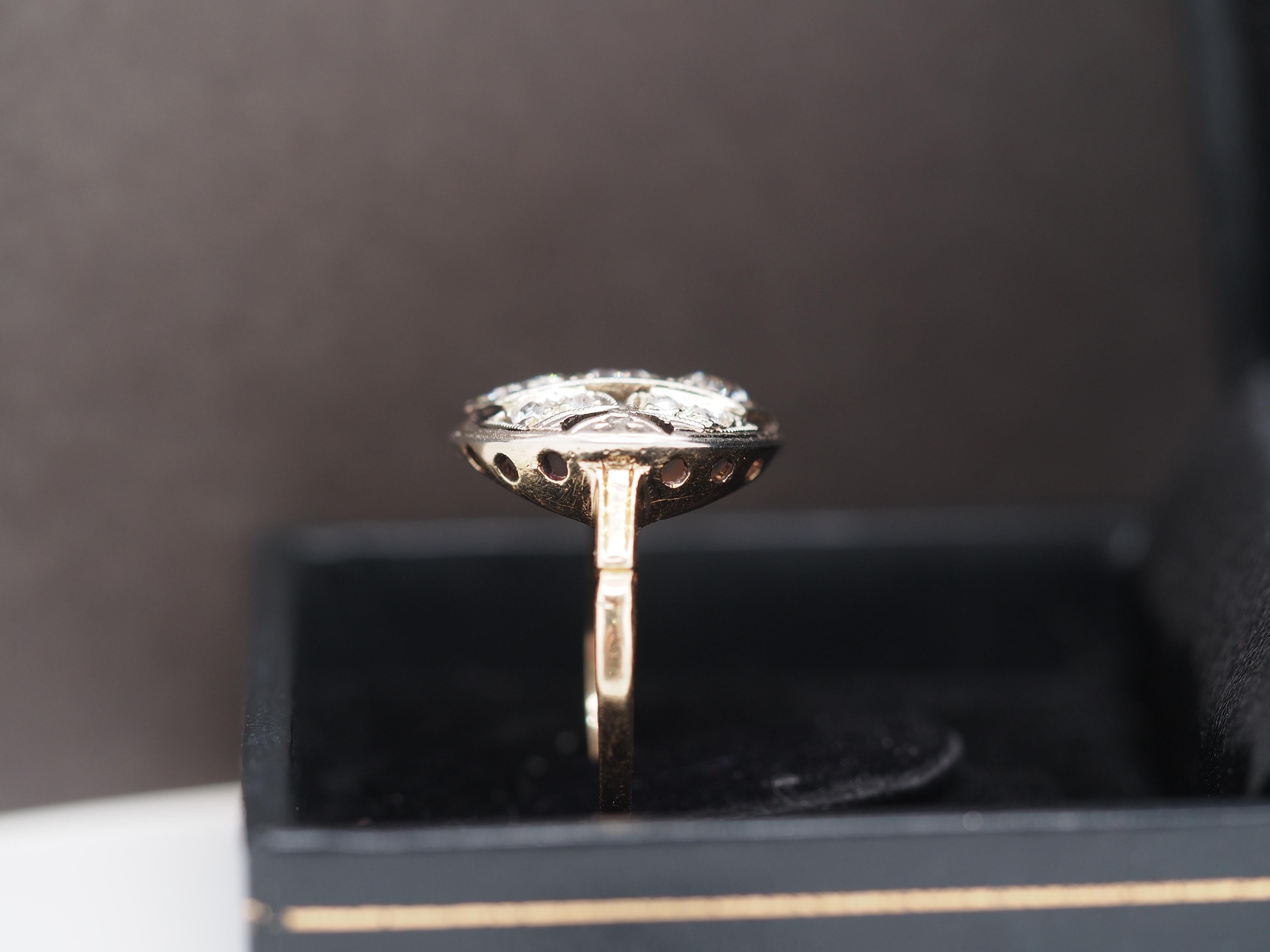 1920 14K Yellow Gold 1.25cttw Diamond Engagement Ring For Sale 1
