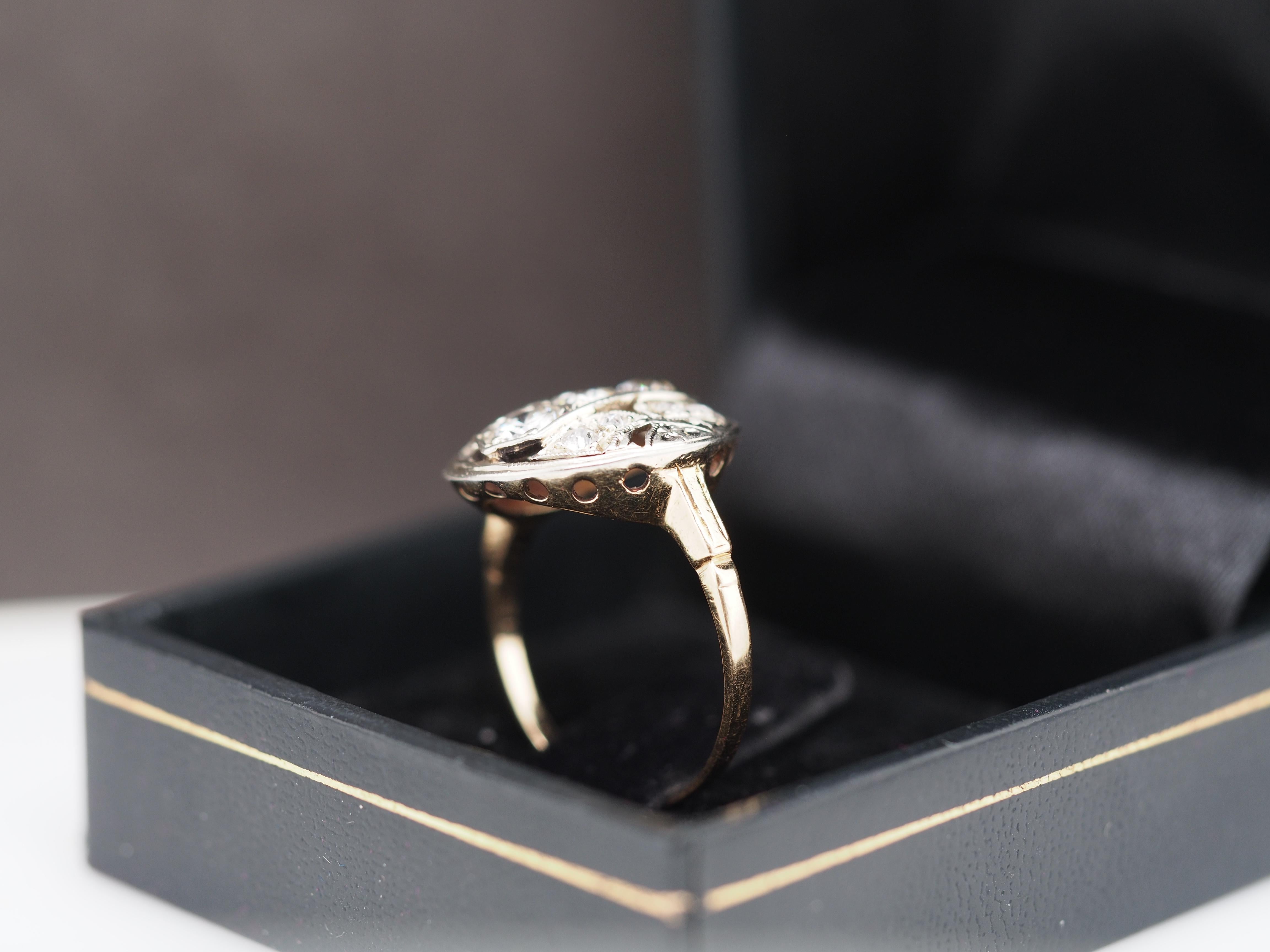 1920 14K Yellow Gold 1.25cttw Diamond Engagement Ring For Sale 2