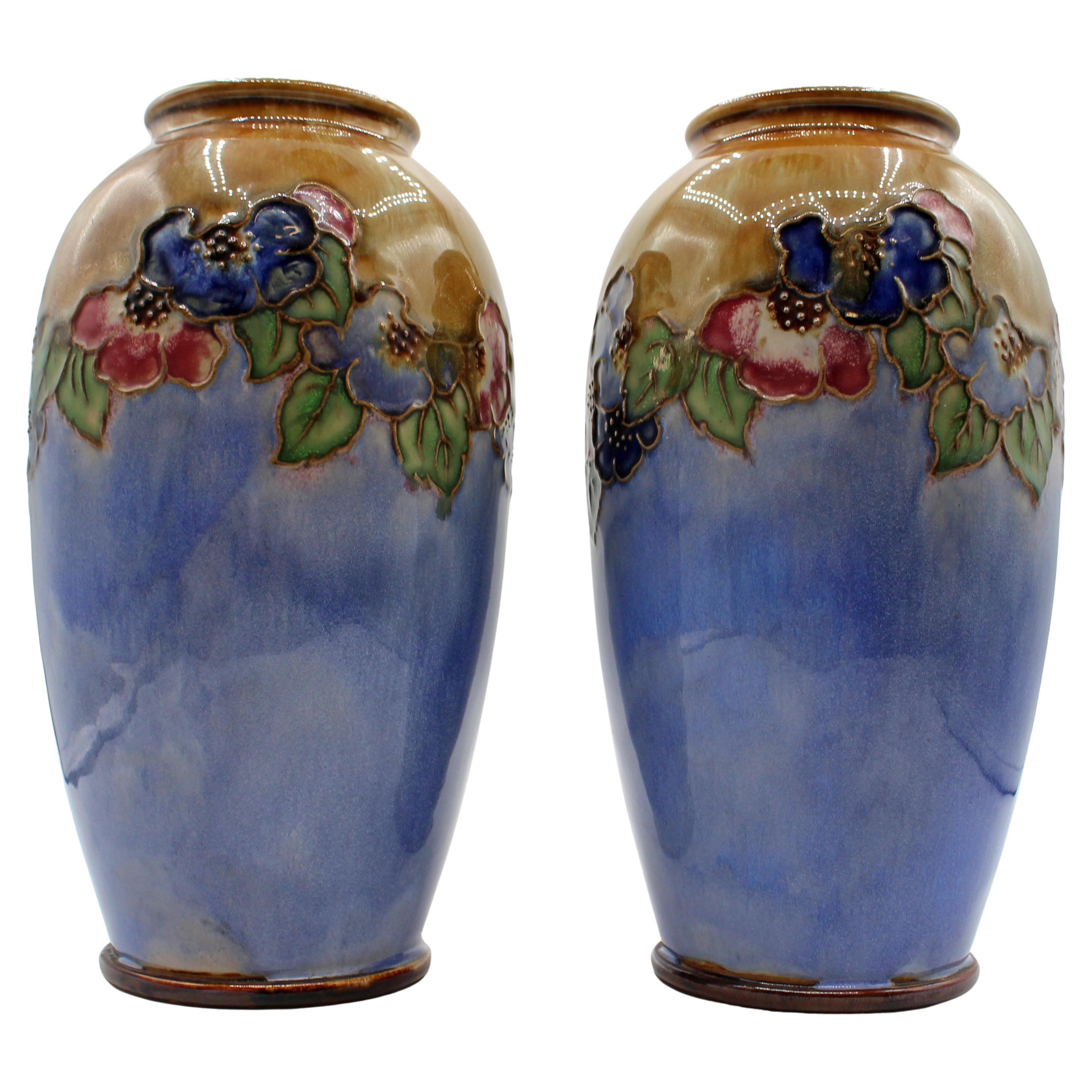 1920-1927 Pair of Arts & Crafts Vases by Royal Doulton, England
