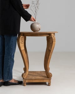 1920-1929 France Weathered Honey Oak Carved Oak Pedestal Side Table