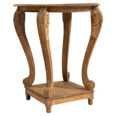 1920-1929 France Weathered Honey Oak Carved Oak Pedestal Side Table