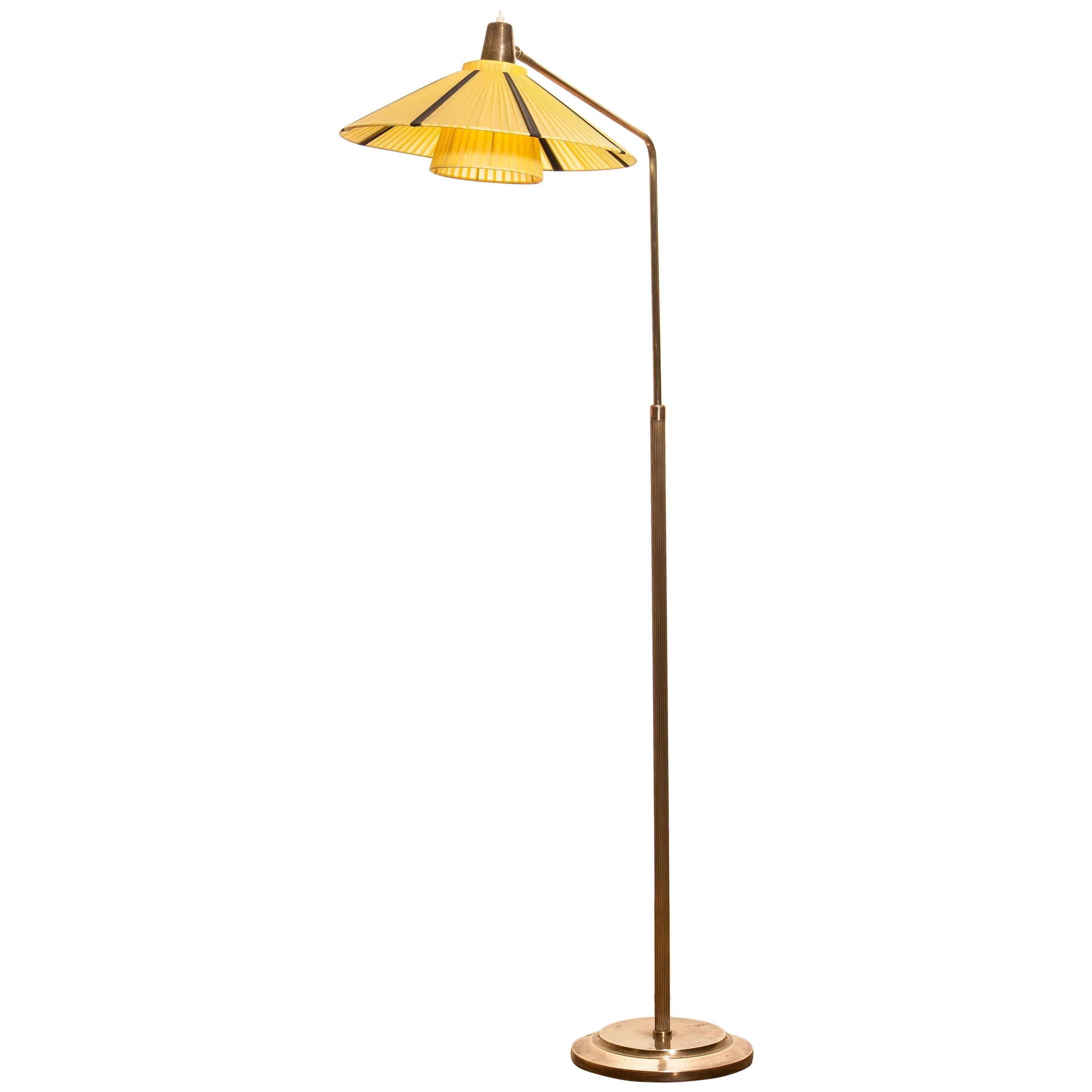 1920-1930, Brass Art Deco / Jugendstil Floor Lamp Made in Sweden