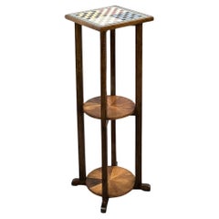 1920-1930 Français Art Deco Design Céramique et Bois Marqueté The Pedestal Table