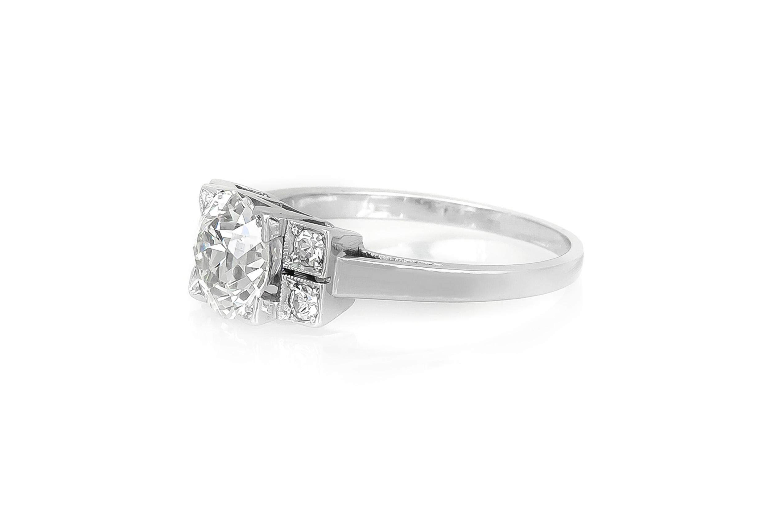 1920s-1930s 1.30 Carat as Center Dia and 0.20 More Carat Engagement Ring In Excellent Condition For Sale In New York, NY