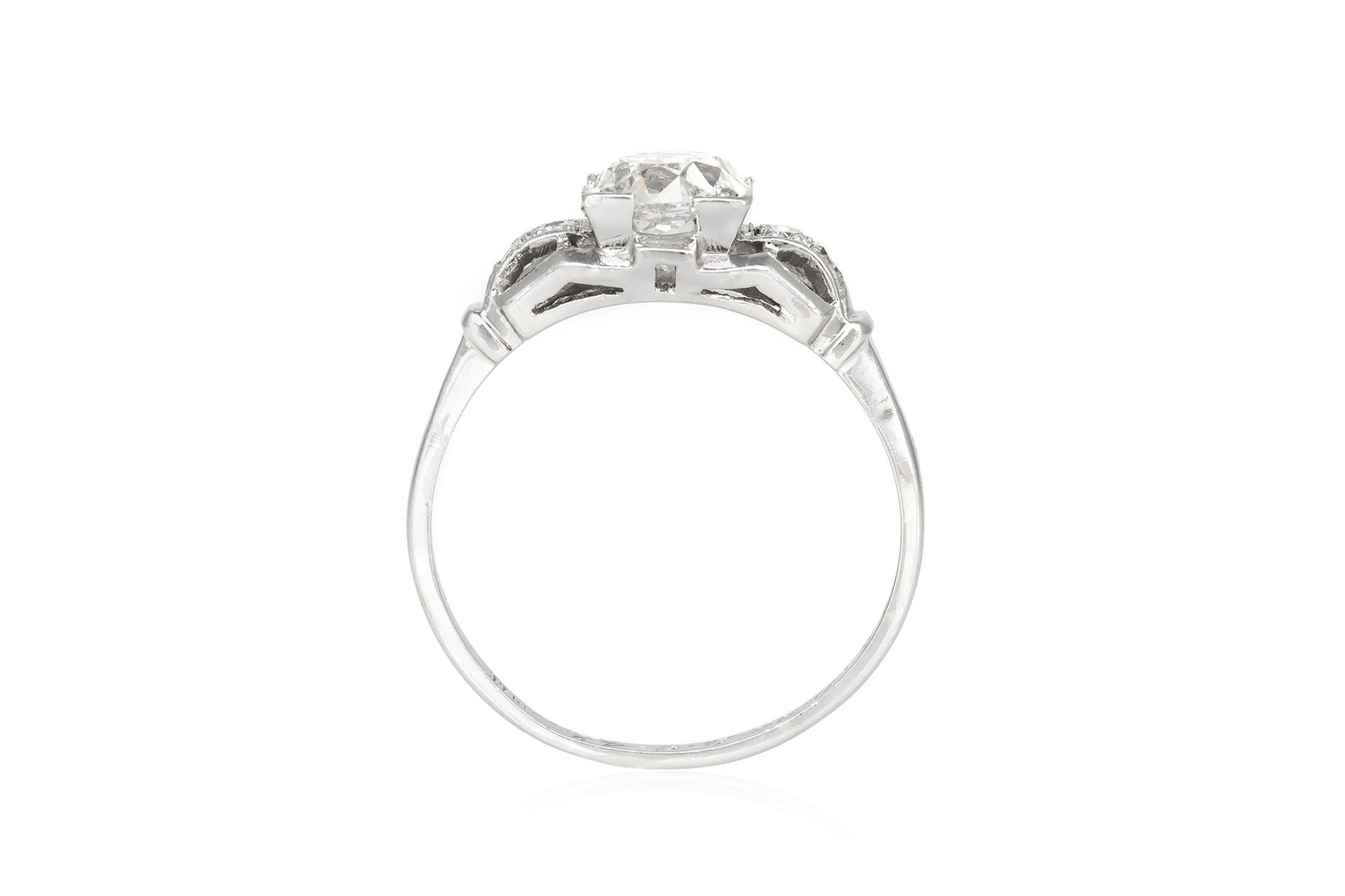 1920er-1930er Jahre GIA Platin mit Diamant Verlobungsring (Rundschliff)