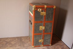 1920s-1930s Goyard Trunk, Goyard Wardrobe Double Hanging Section Steamer Trunk