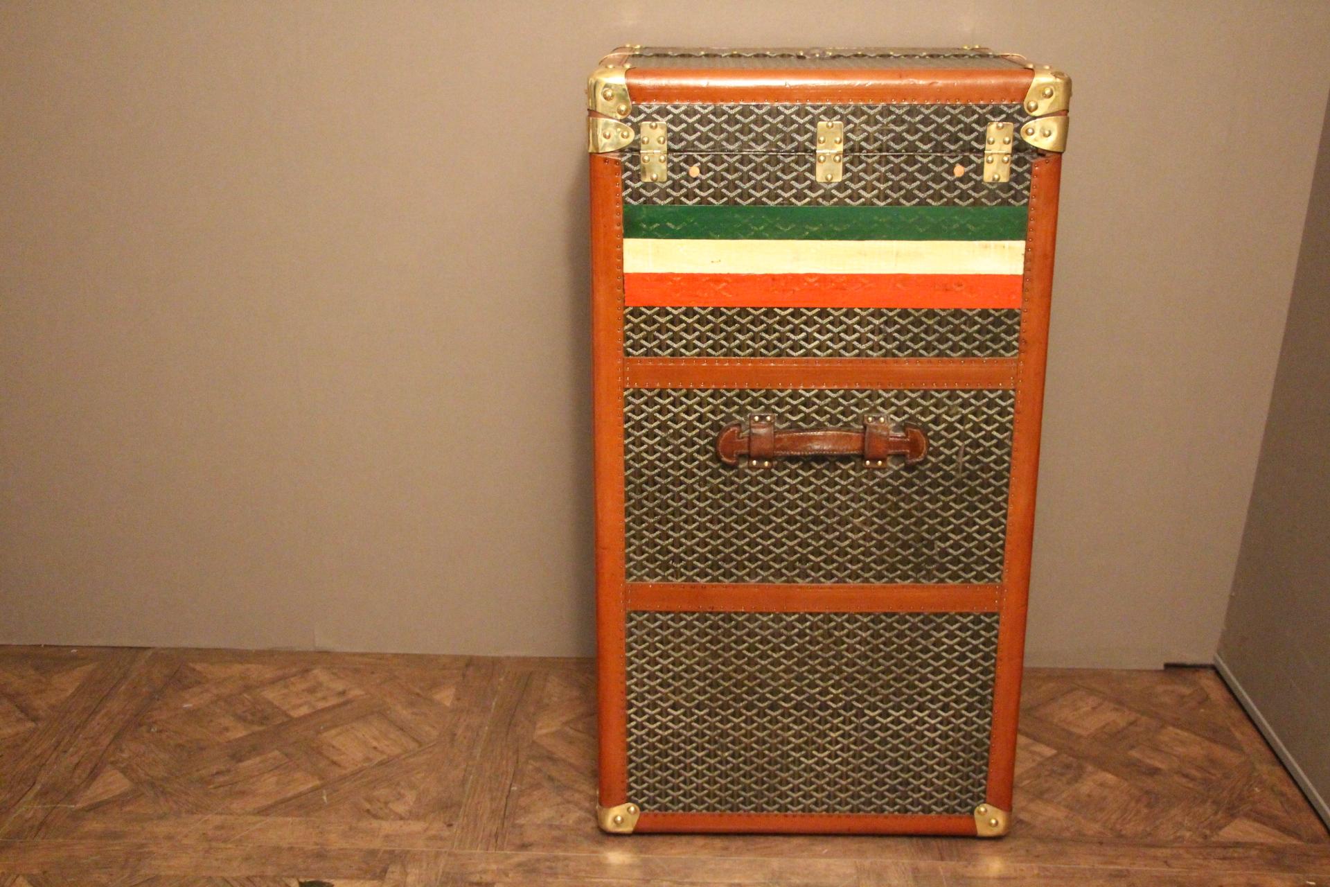 1920s-1930s Goyard Trunk, Goyard Wardrobe Double Hanging Section Steamer Trunk In Good Condition In Saint-Ouen, FR