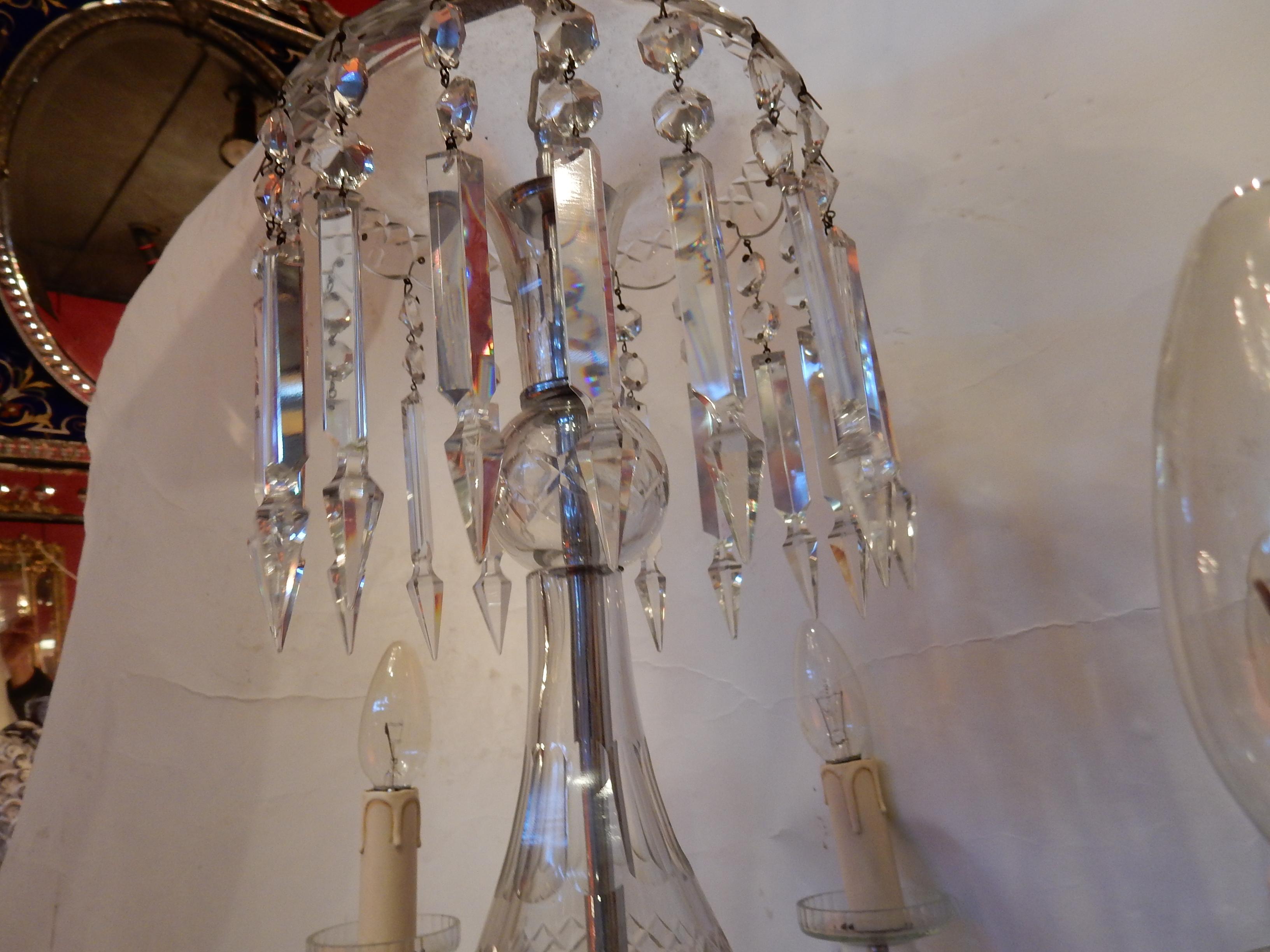 1920-1940 Lustre à 6 bras en cristal de Bohême ou Baccarat en vente 3