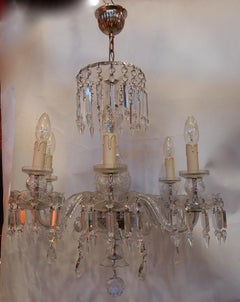 1920-1940 Bohémian or Baccarat Crystal Chandelier 6 Arms