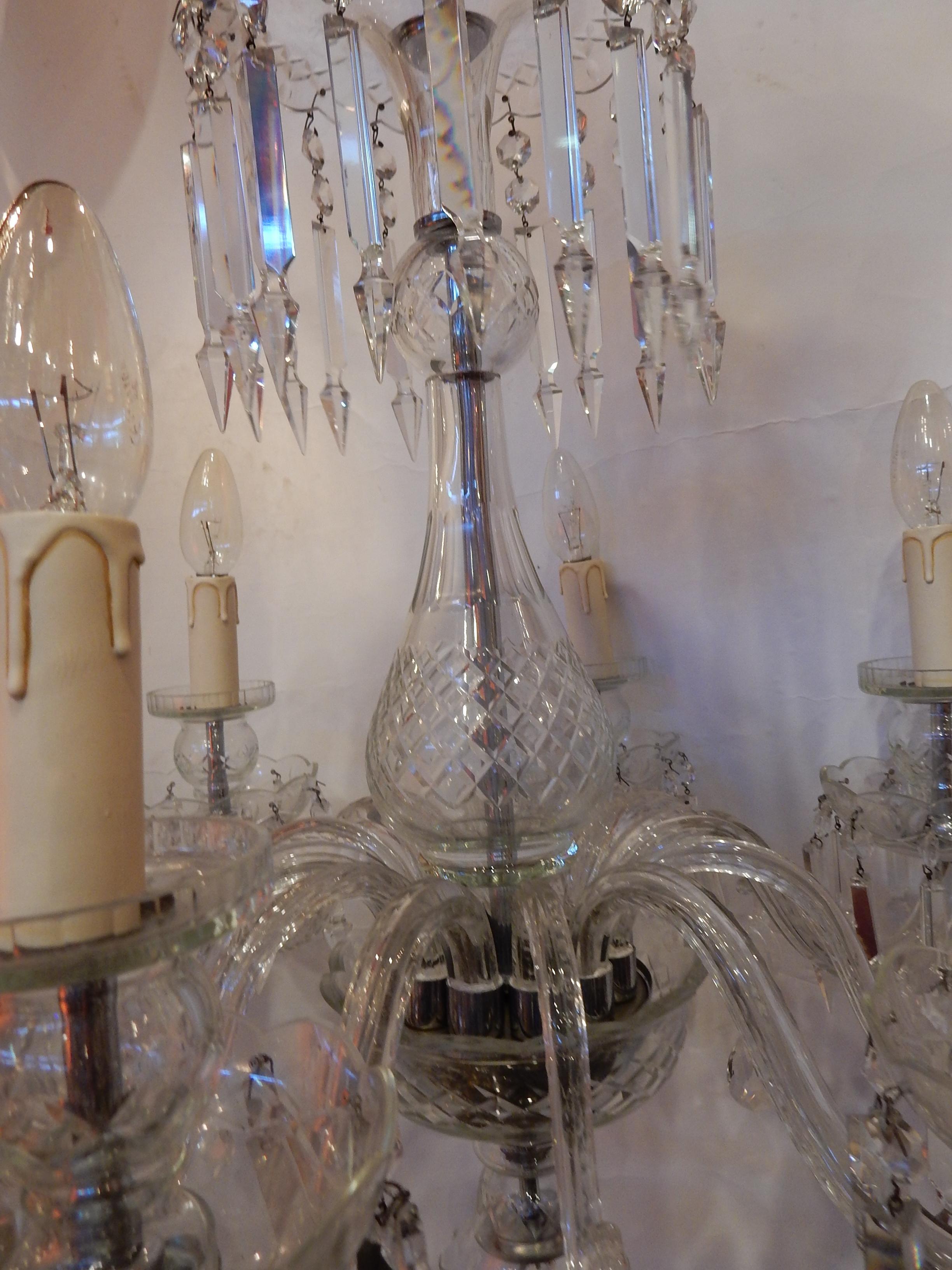 Napoleon III 1920-1940 Bohémian or Baccarat Crystal Chandelier 6 Arms For Sale