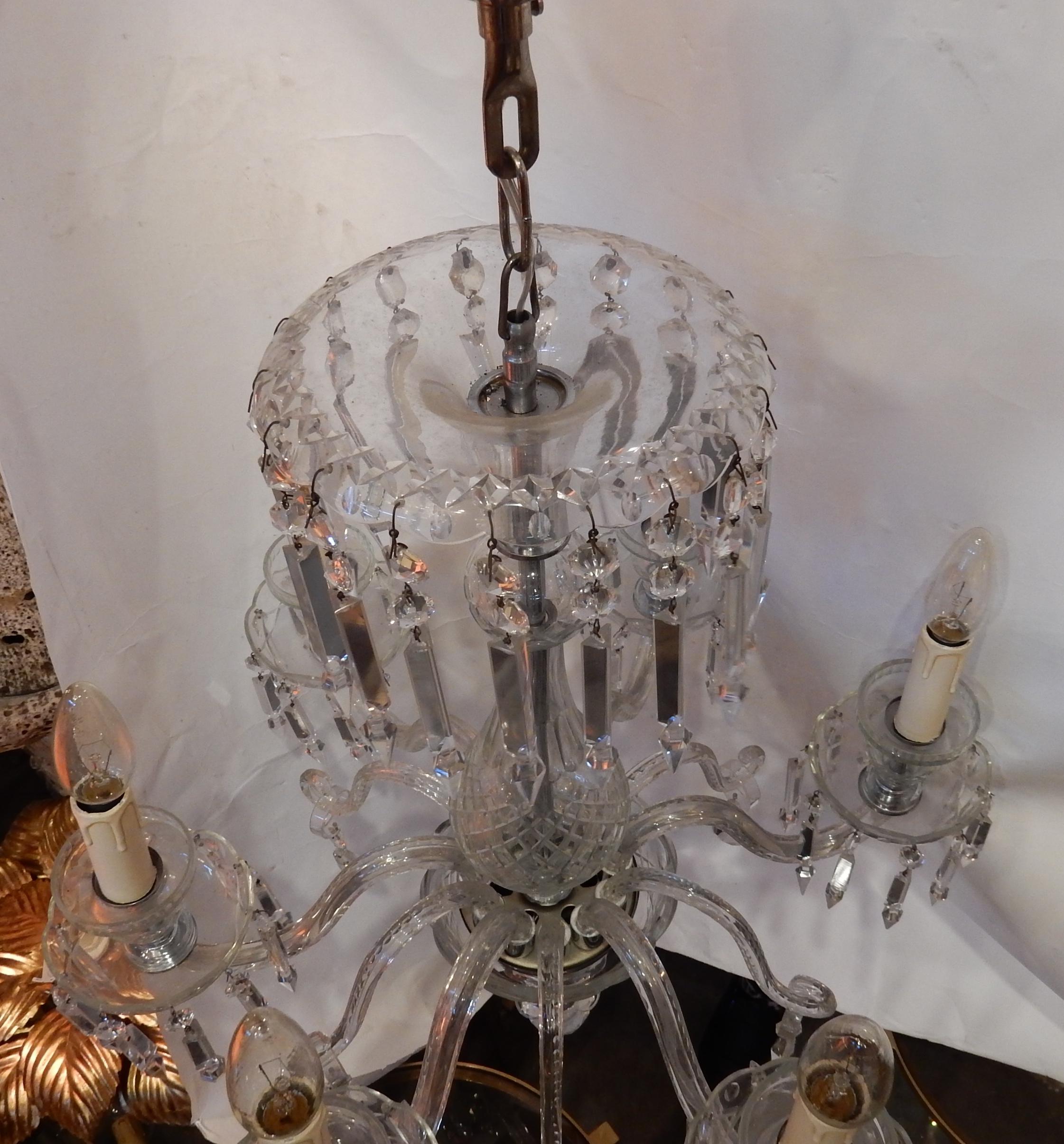 Carved 1920-1940 Bohémian or Baccarat Crystal Chandelier 6 Arms For Sale