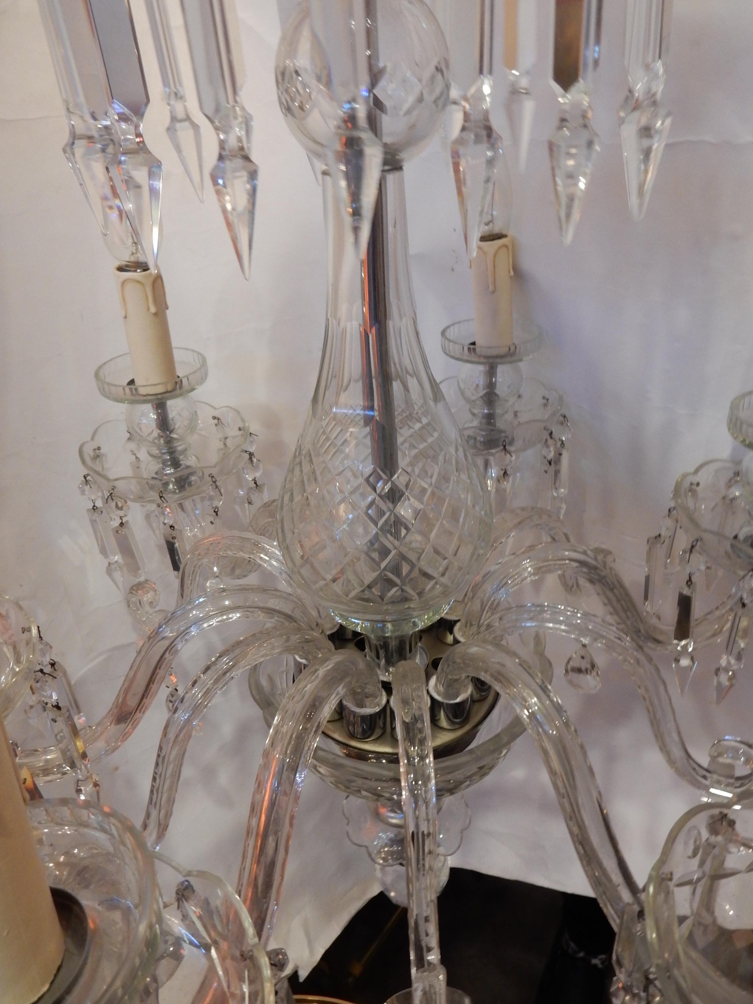 1920-1940 Bohémian or Baccarat Crystal Chandelier 6 Arms In Good Condition For Sale In Paris, FR