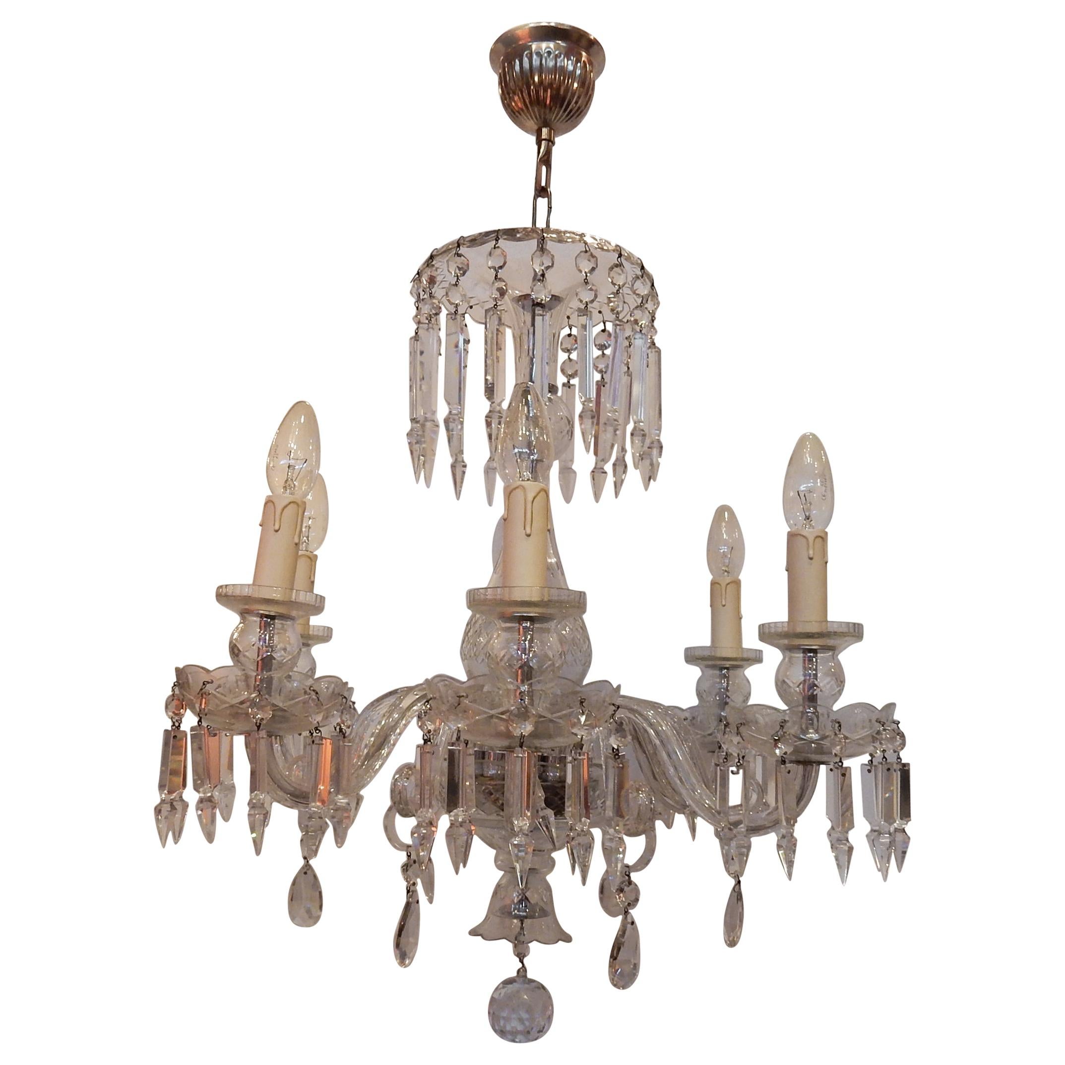 1920-1940 Bohémian or Baccarat Crystal Chandelier 6 Arms