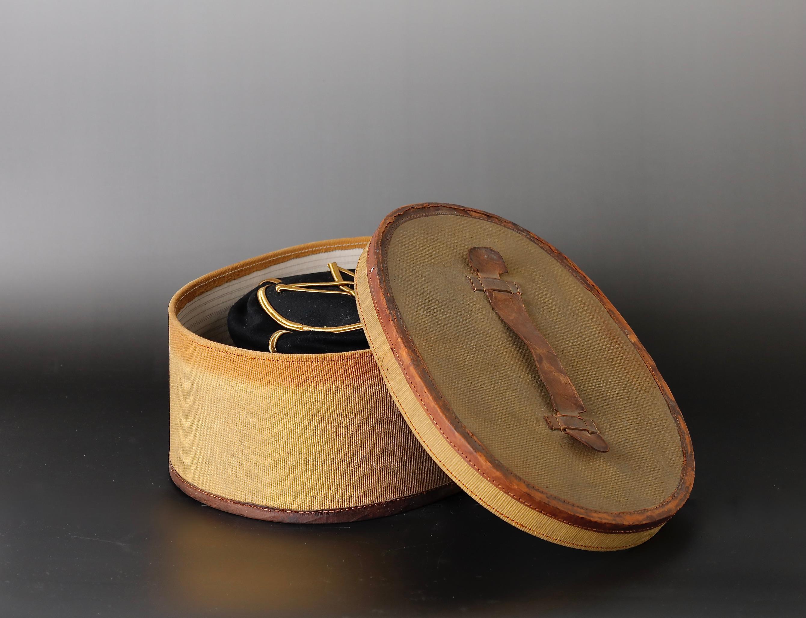 A Rare Japanese Imperial Army Officer Hat with Original Metal Box.

This rare Japanese Imperial Army officer hat is a stunning example of Japanese military history. It is dated to the early 20th century and is in very good condition with some