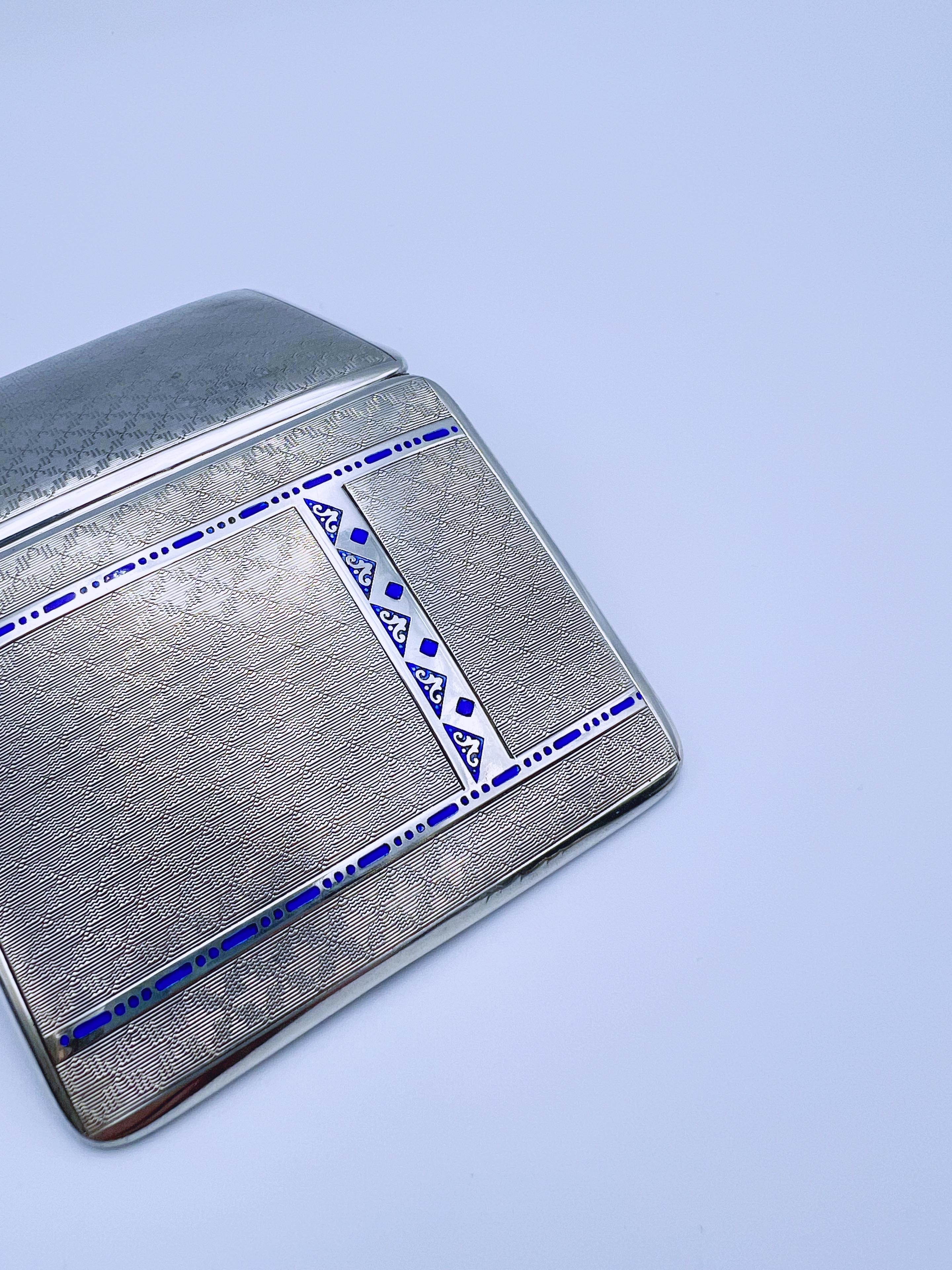 1920/30s ART DECO Pitillera de plata y esmalte en venta 3