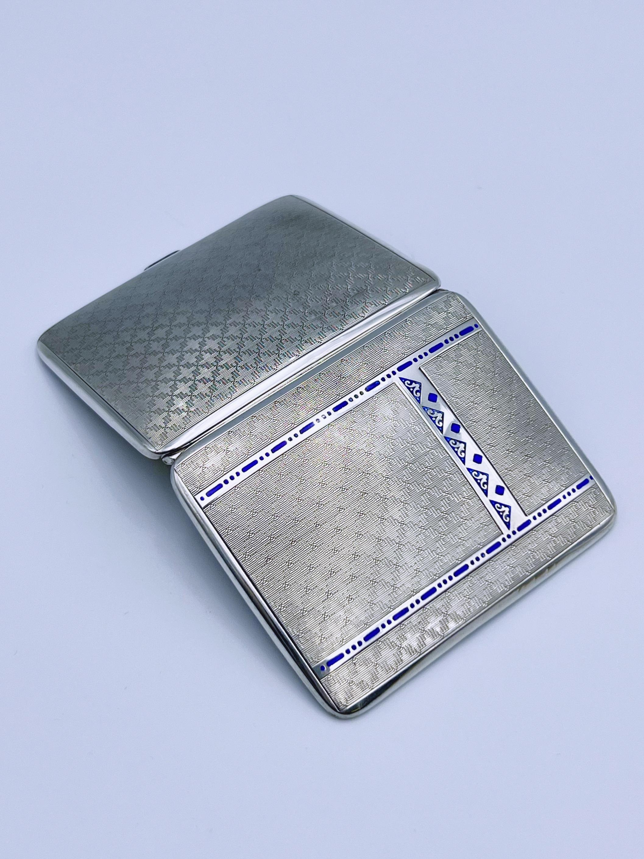 1920/30s ART DECO Pitillera de plata y esmalte en venta 4