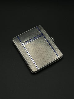 1920/30s ART DECO Silver & Enamel Cigarette Case