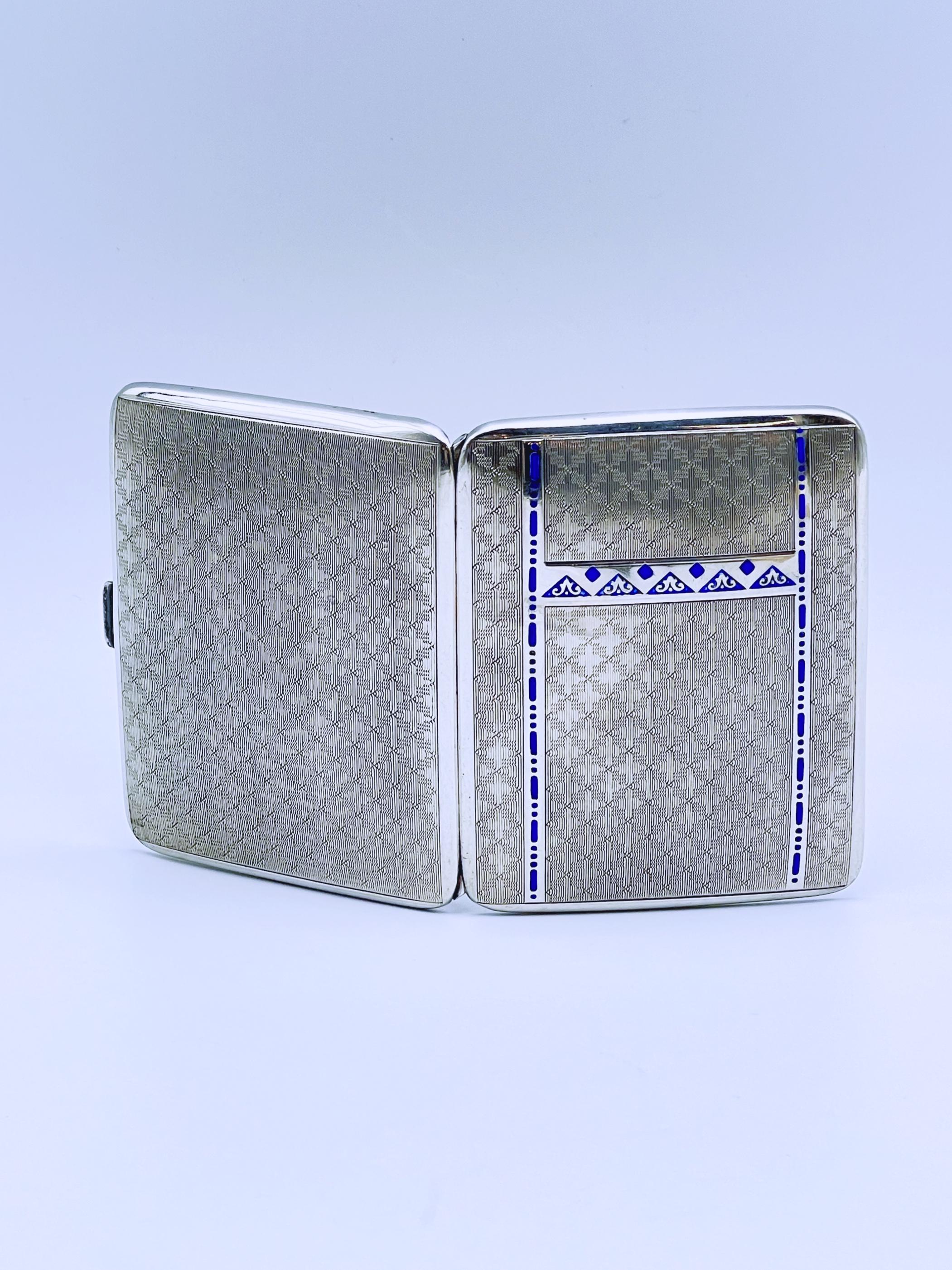1920/30s ART DECO Pitillera de plata y esmalte Art Decó en venta