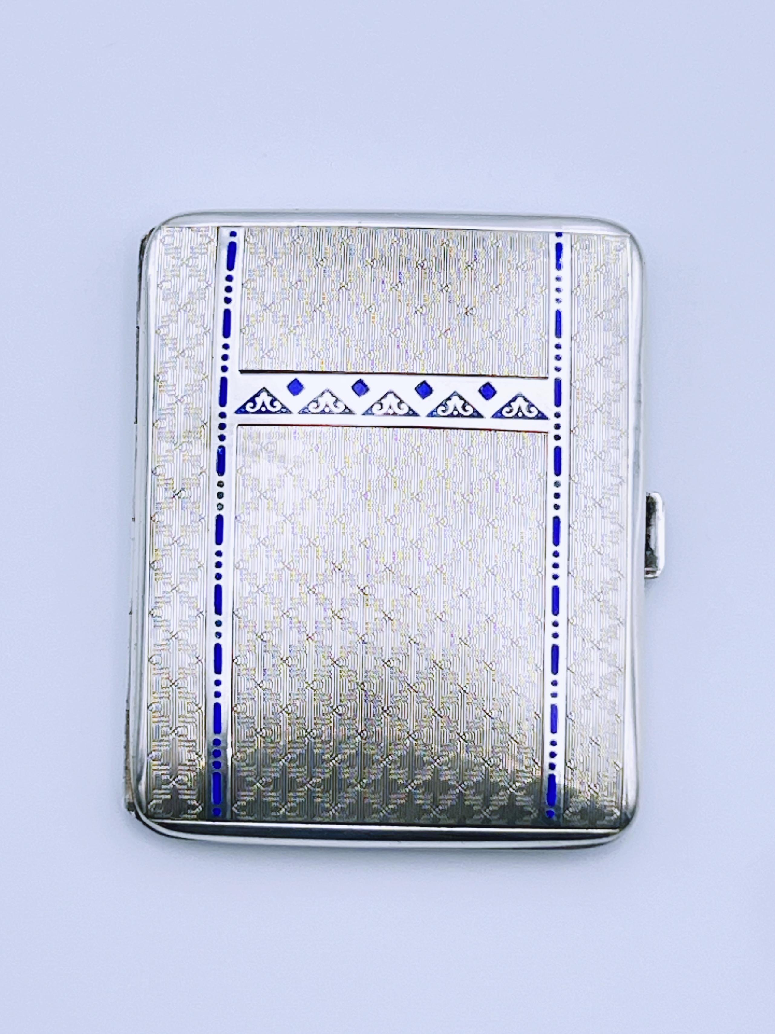 1920/30s ART DECO Pitillera de plata y esmalte en Bueno estado para la venta en Skien, NO