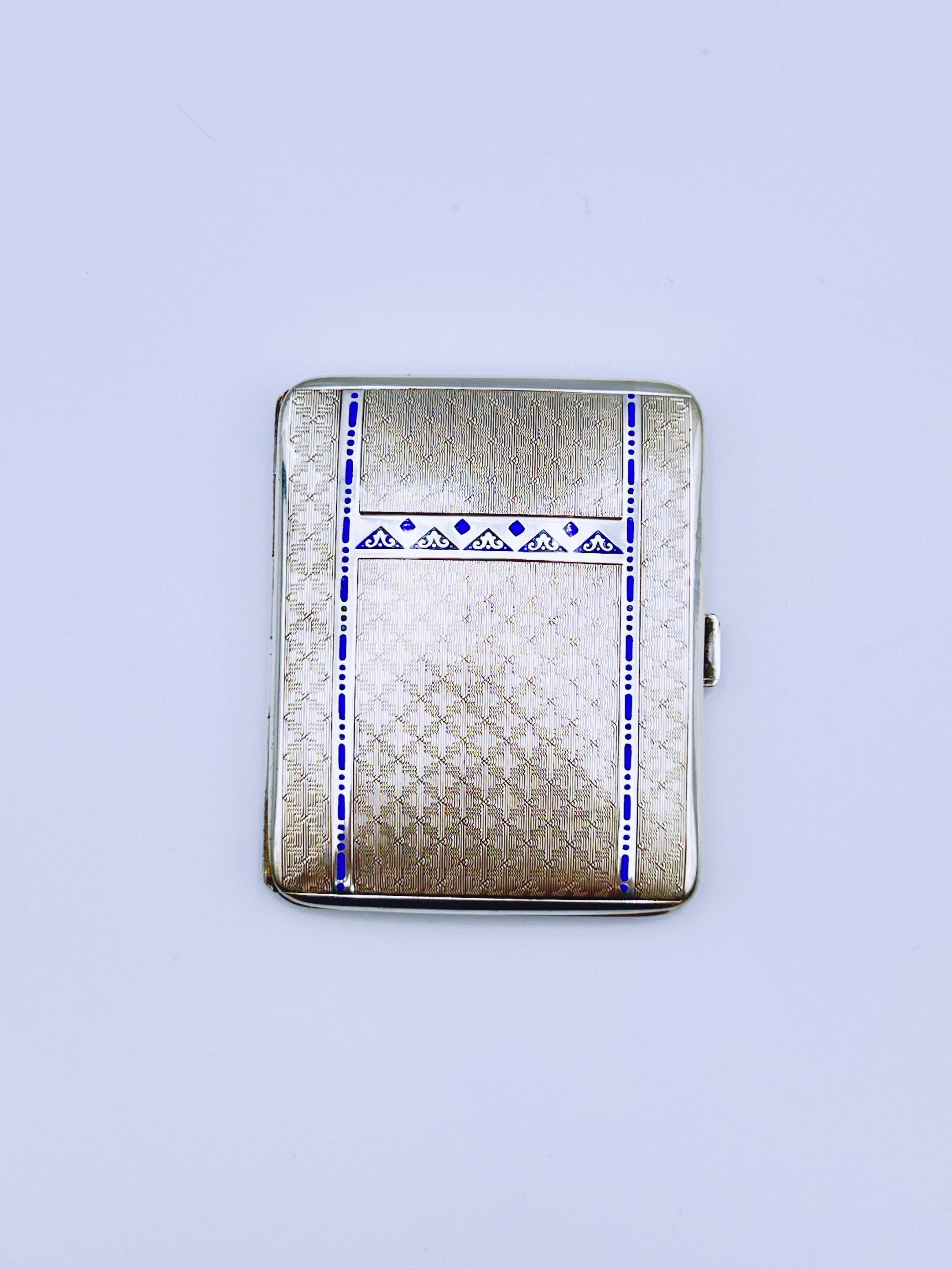 1920/30s ART DECO Pitillera de plata y esmalte en venta 2