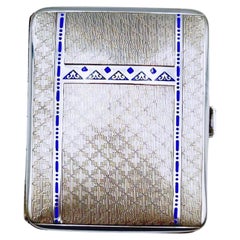 Antique 1920/30s ART DECO Silver & Enamel Cigarette Case