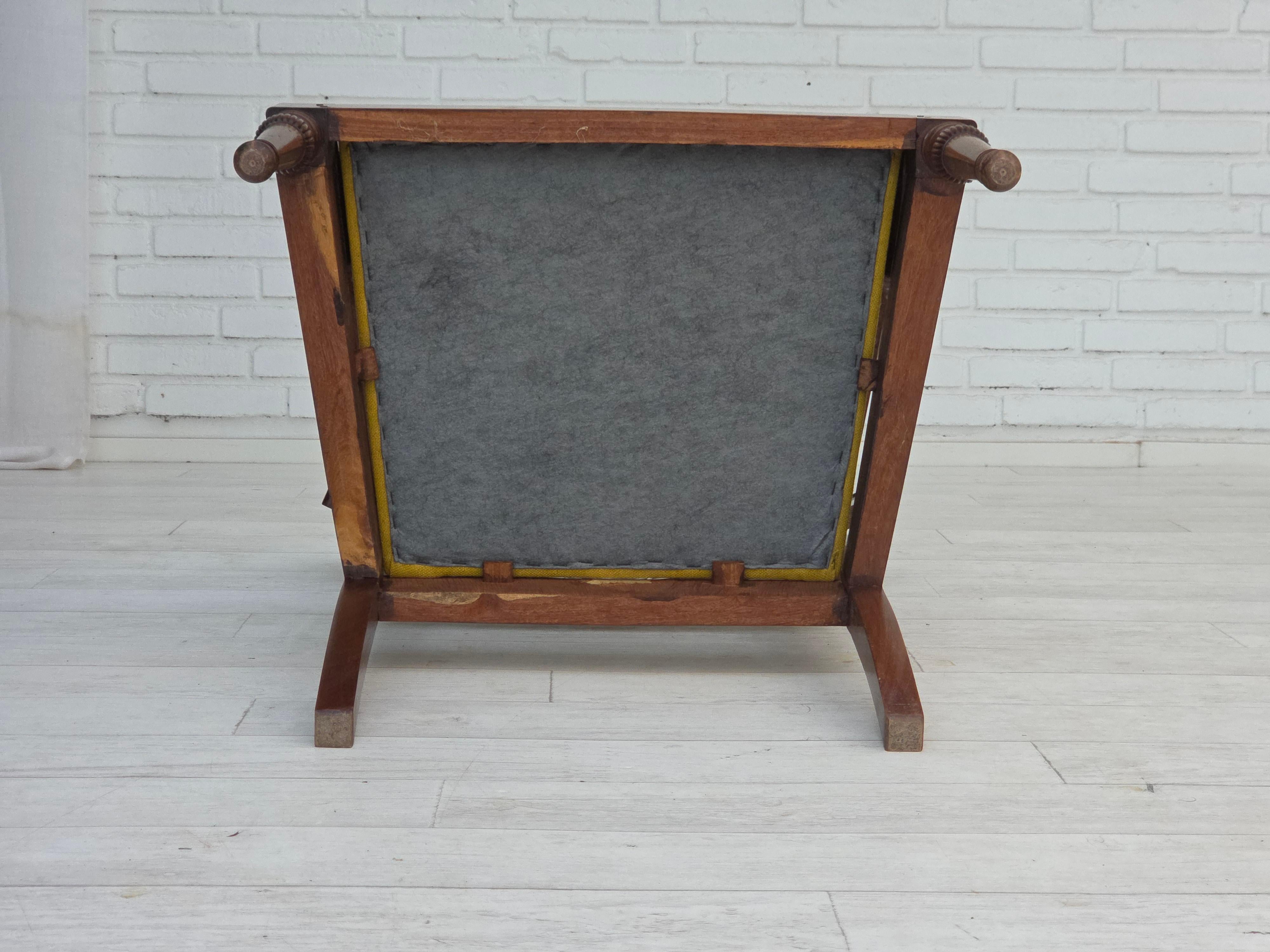 1920-30s, carved wood armchair, design after Georges Jacob, reupholstered. For Sale 4