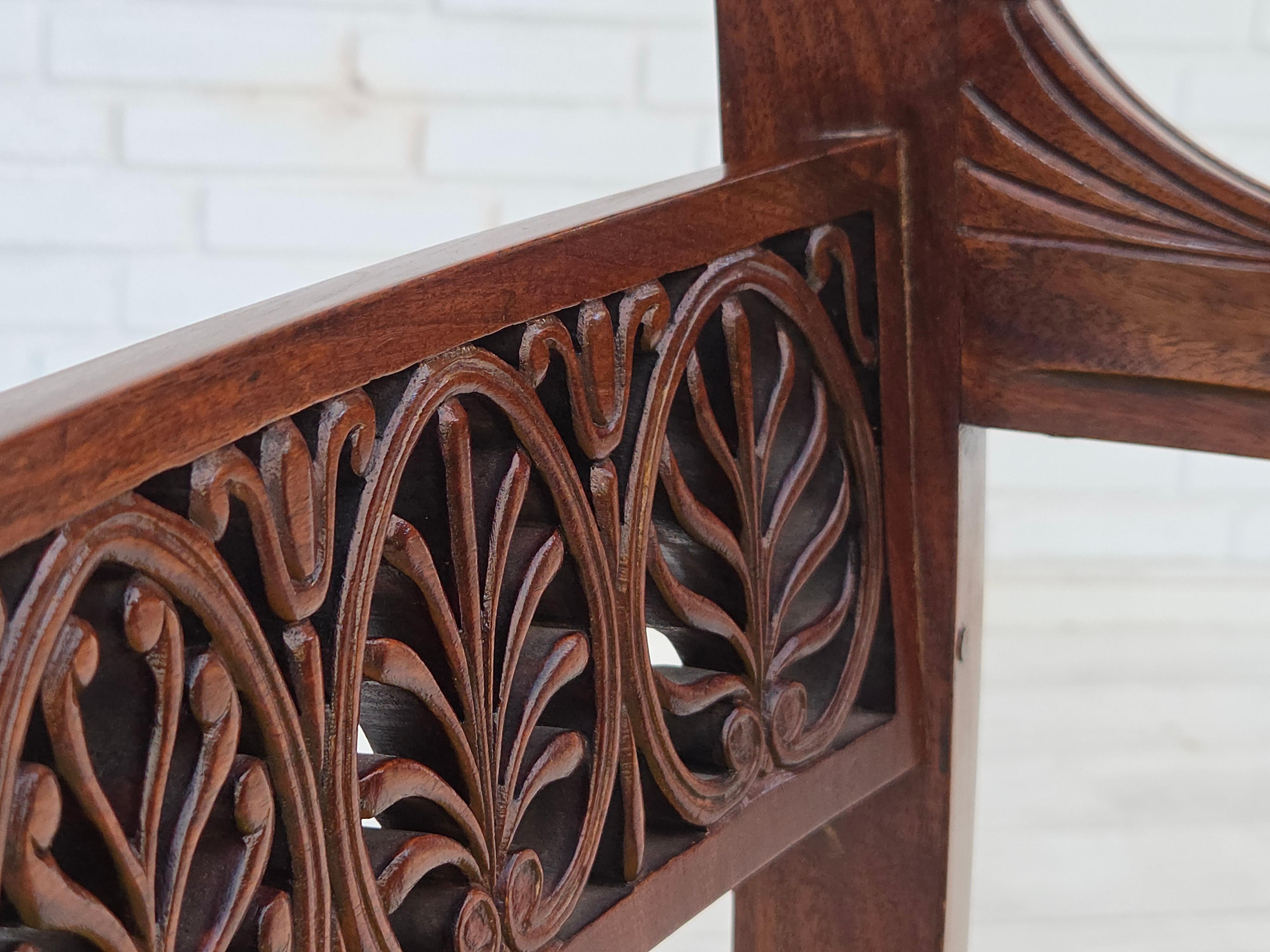 1920-30s, carved wood armchair, design after Georges Jacob, reupholstered. For Sale 7
