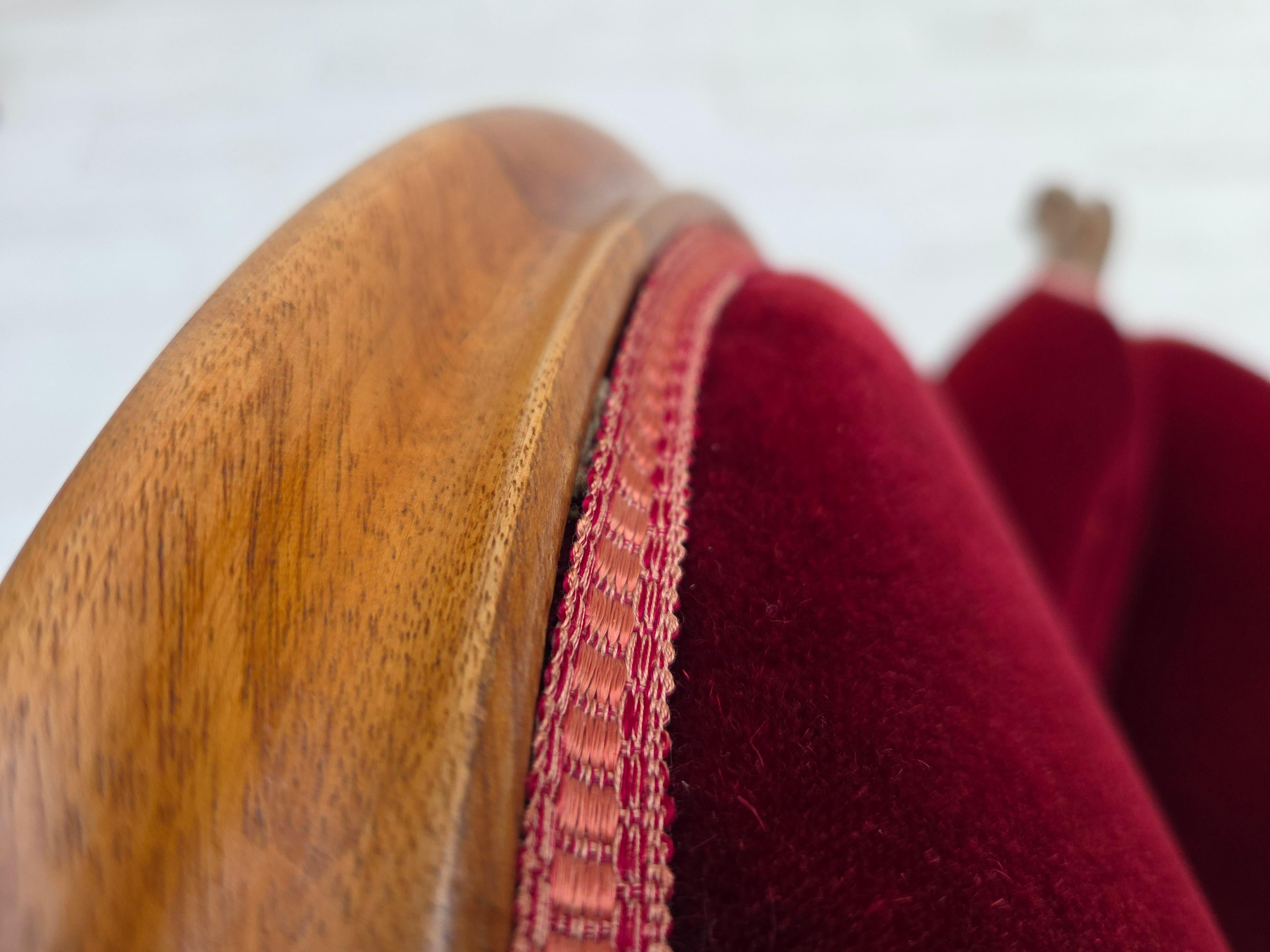 1920-30s, Danish 2-seater sofa, furniture velour, ash wood, reupholstered. For Sale 13