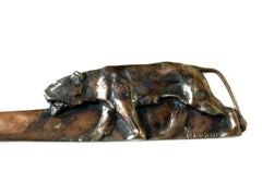 1920 Alfredo Biagini Art Deco Italiano Pantera Bronzo Fermacarte