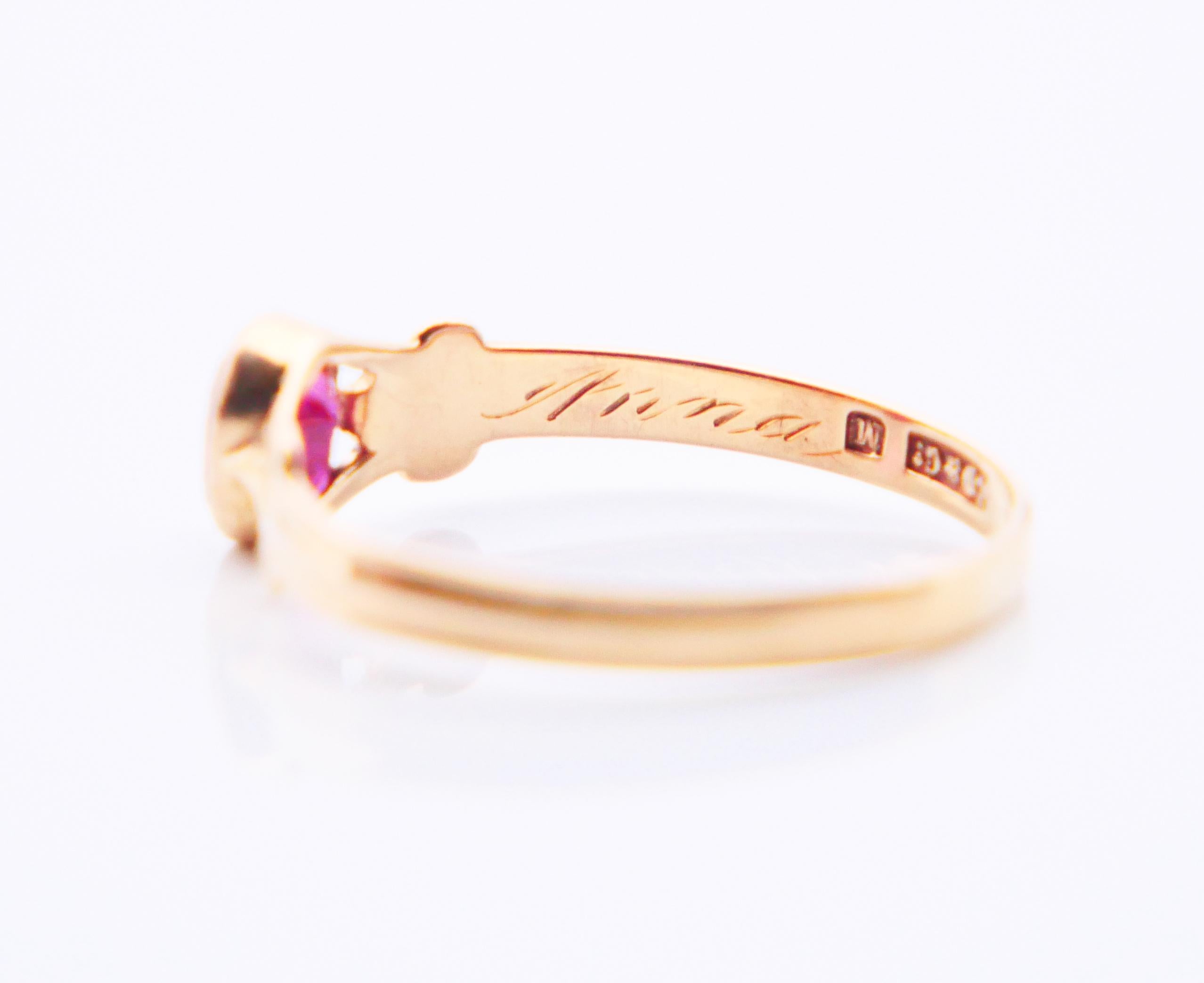 1920 Anna's Ring natural 0.5 ct Ruby solid 18K Gold US6.25 / 1.35gr For Sale 7