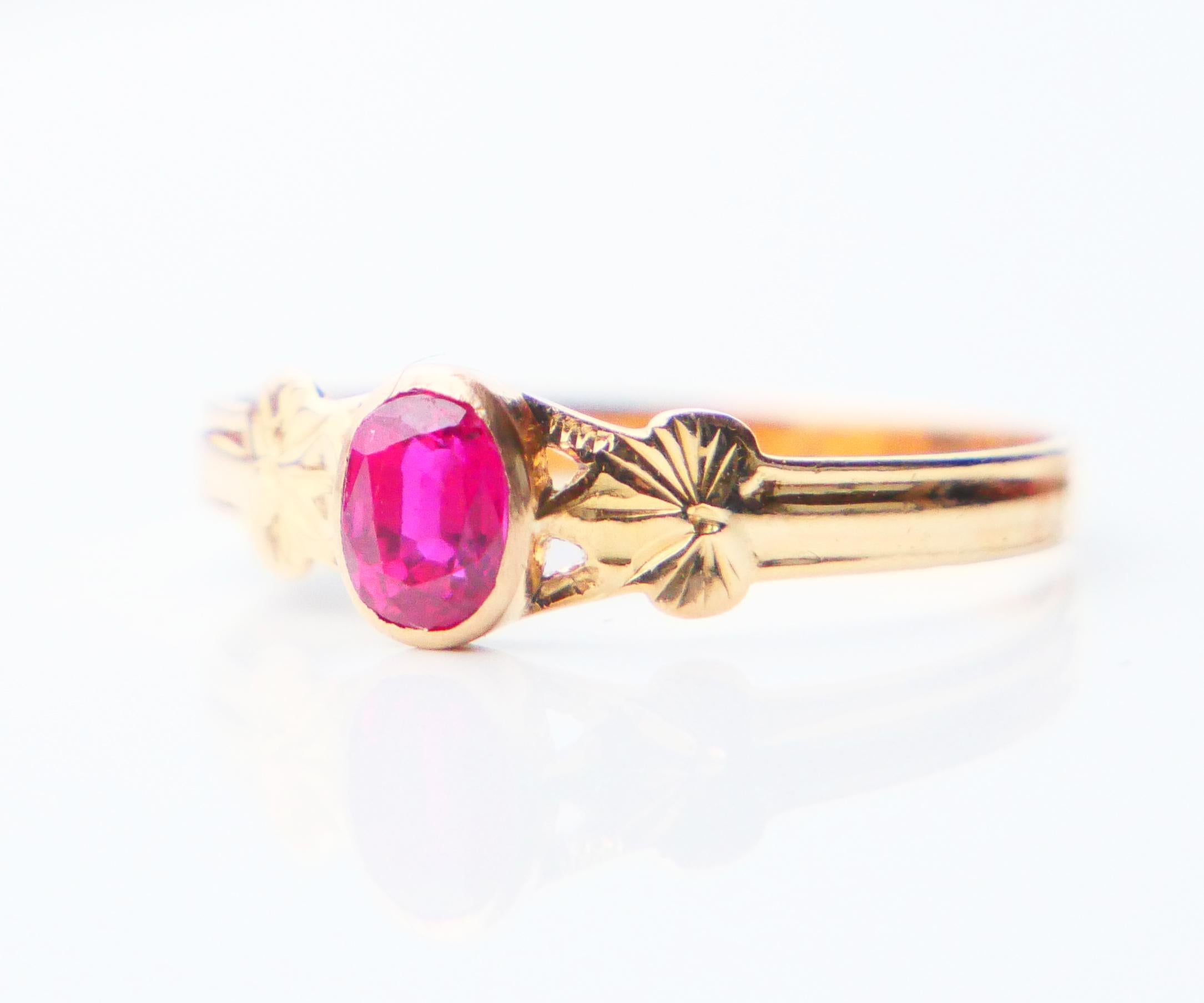 Art Deco 1920 Anna's Ring natural 0.5 ct Ruby solid 18K Gold US6.25 / 1.35gr For Sale
