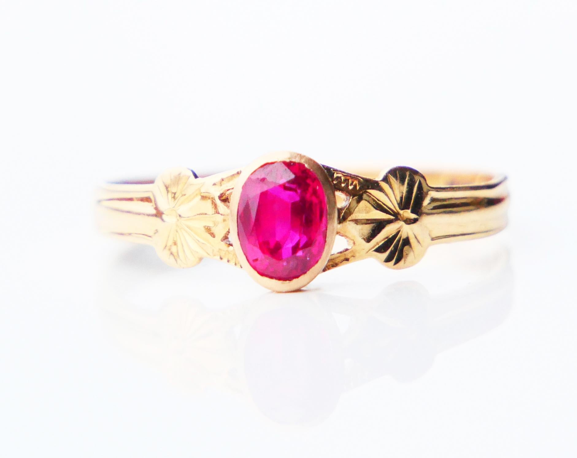 1920 Anna's Ring natural 0.5 ct Ruby solid 18K Gold US6.25 / 1.35gr For Sale 1