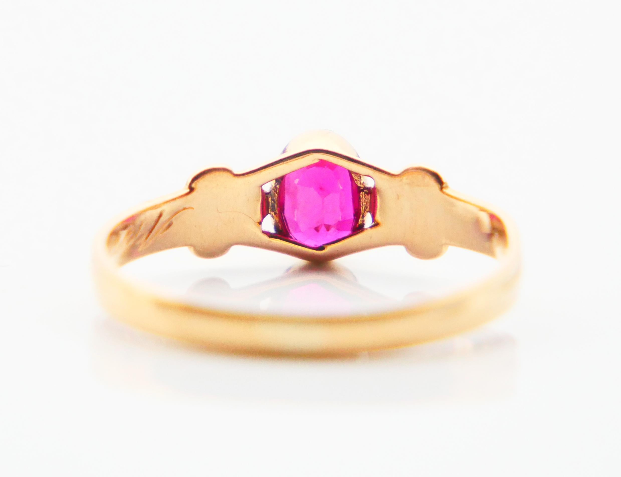 1920 Anna's Ring natural 0.5 ct Ruby solid 18K Gold US6.25 / 1.35gr For Sale 2