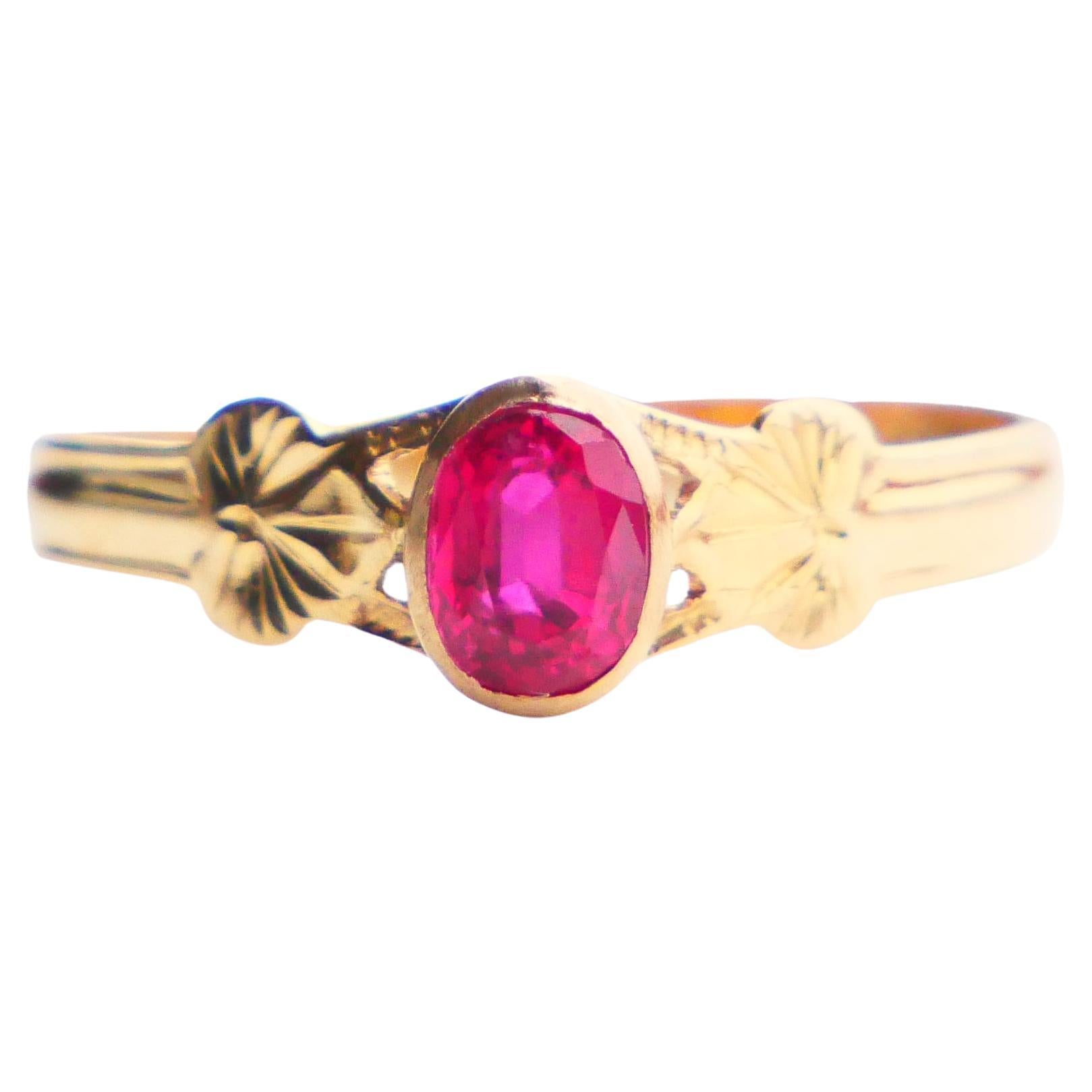 1920 Anna's Ring natural 0.5 ct Ruby solid 18K Gold US6.25 / 1.35gr