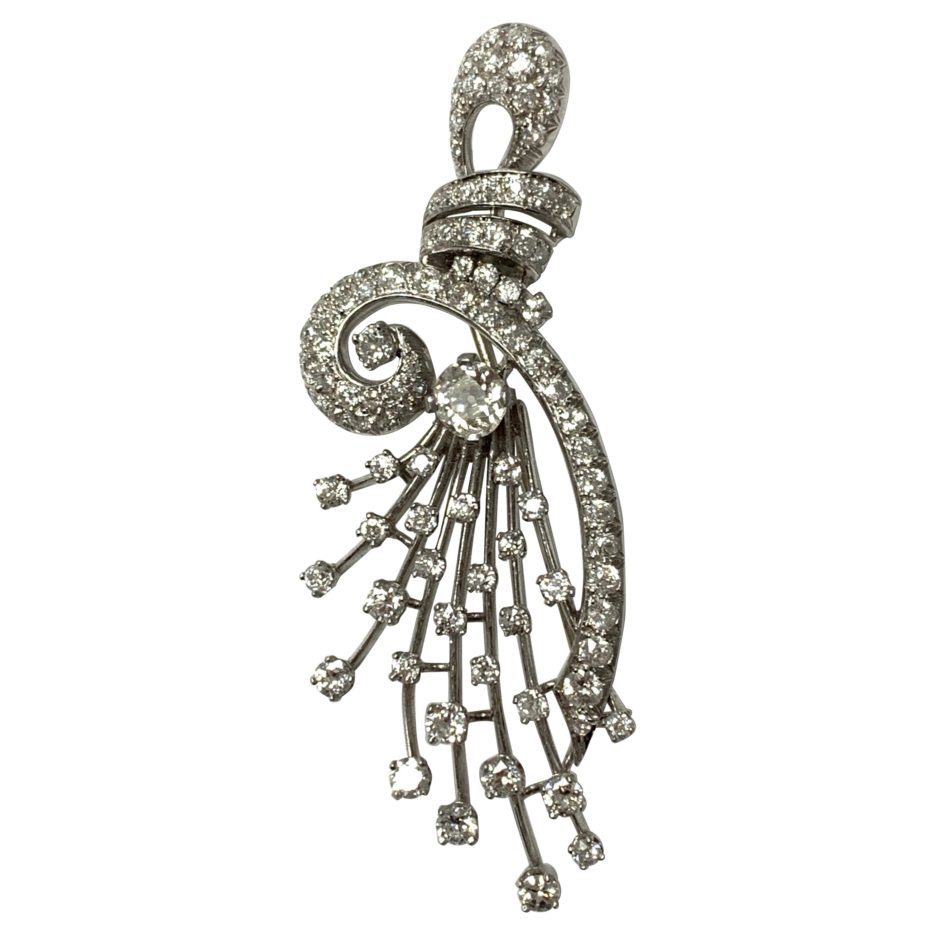 Antike Diamantbrosche aus Platin aus Platin, 1920